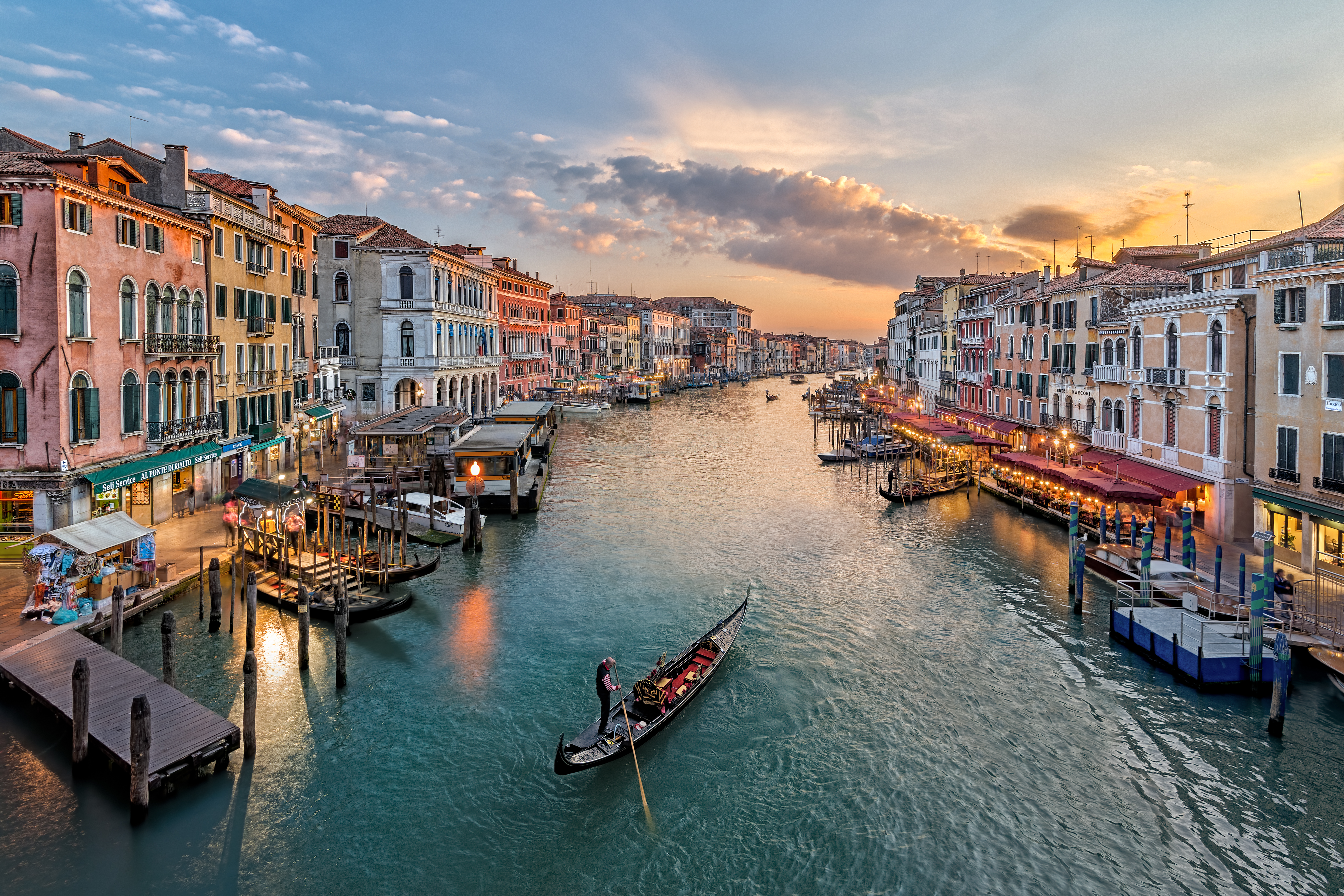 Italy, Venice, Elevated view of canal in city