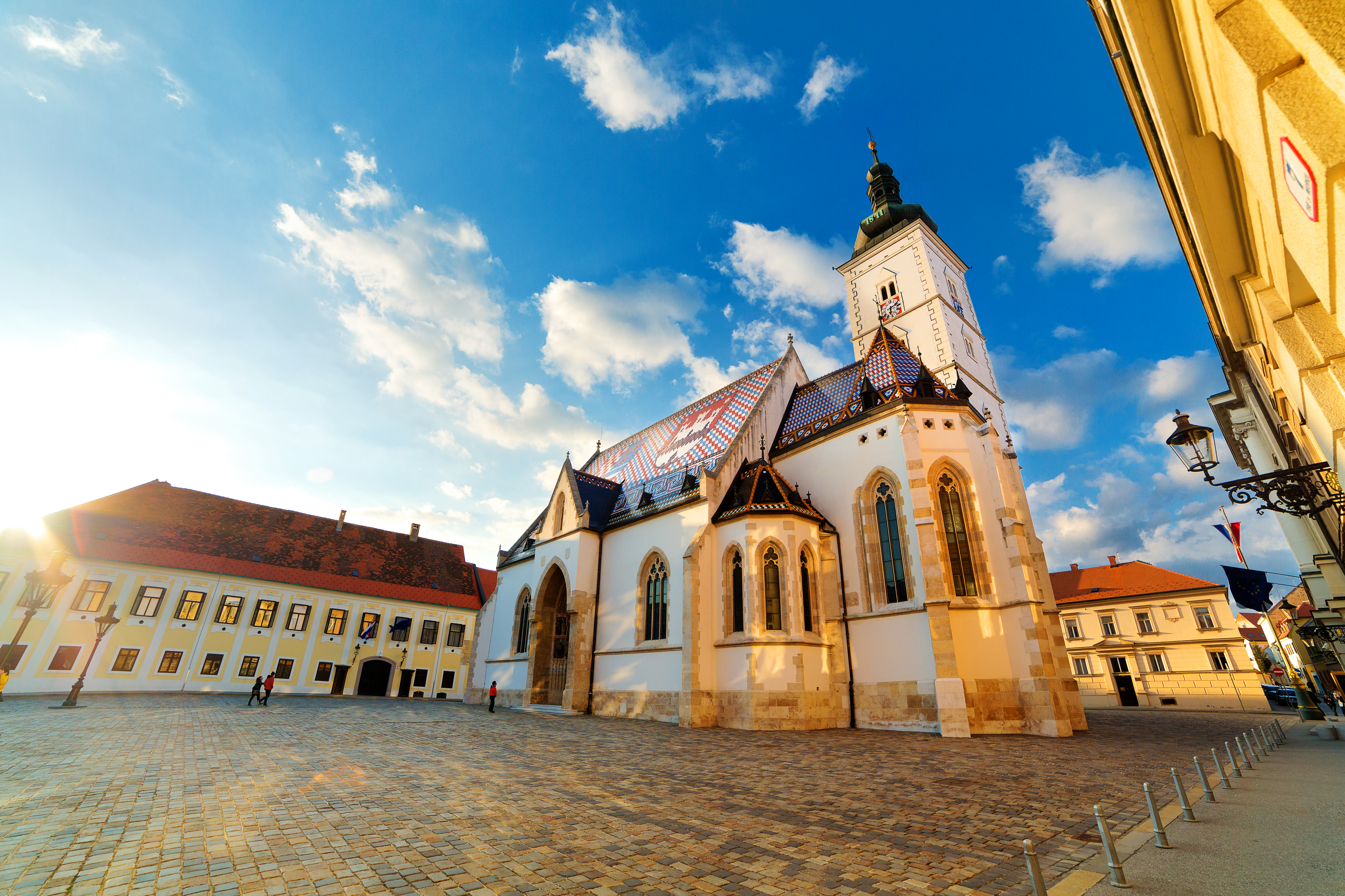 Sunlit St Mark's Church, Zagreb, Croatia
