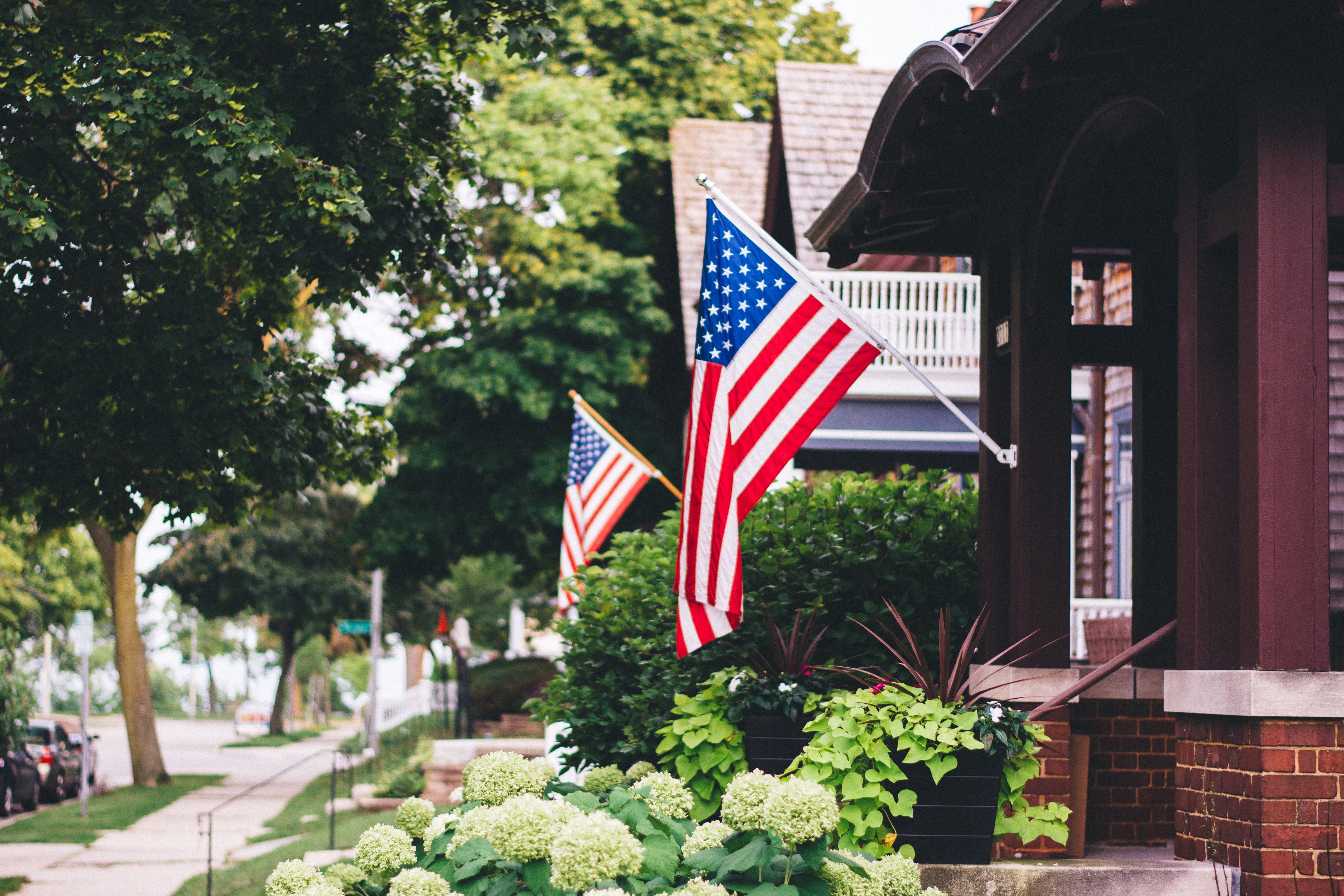 American Flags On Houses