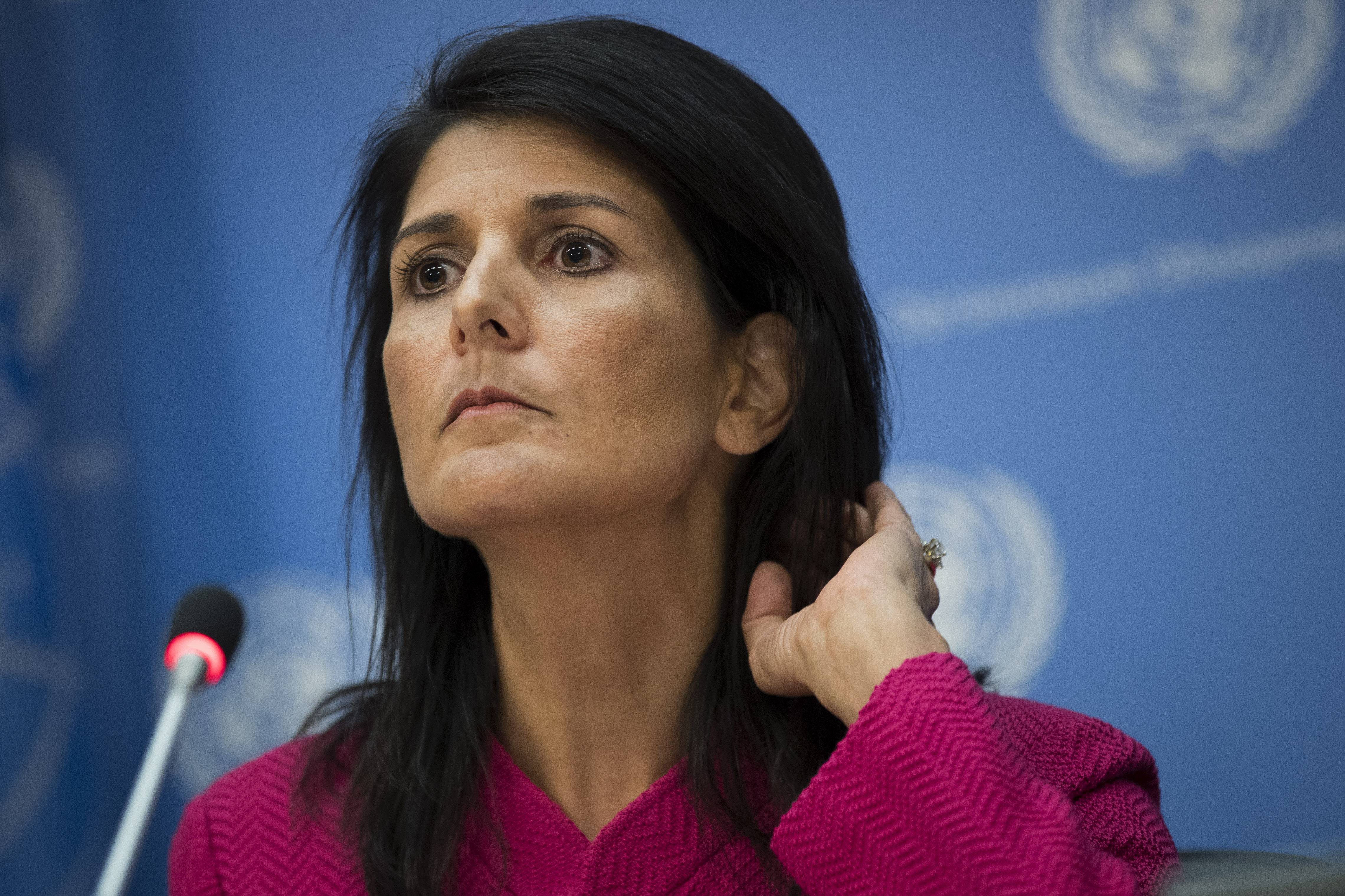 U.S. Ambassador to the United Nation Nikki Haley at the United Nations headquarters on April 3, 2017. (Drew Angerer—Getty Images)