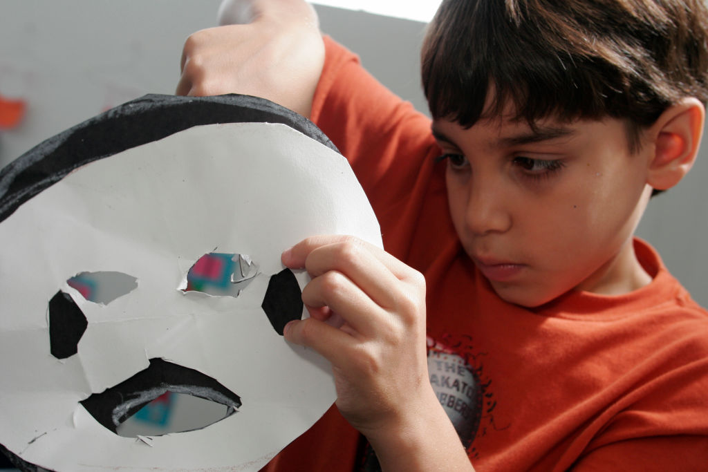 Art Center South Florida, Art Camp, Boy making Paper Crafts