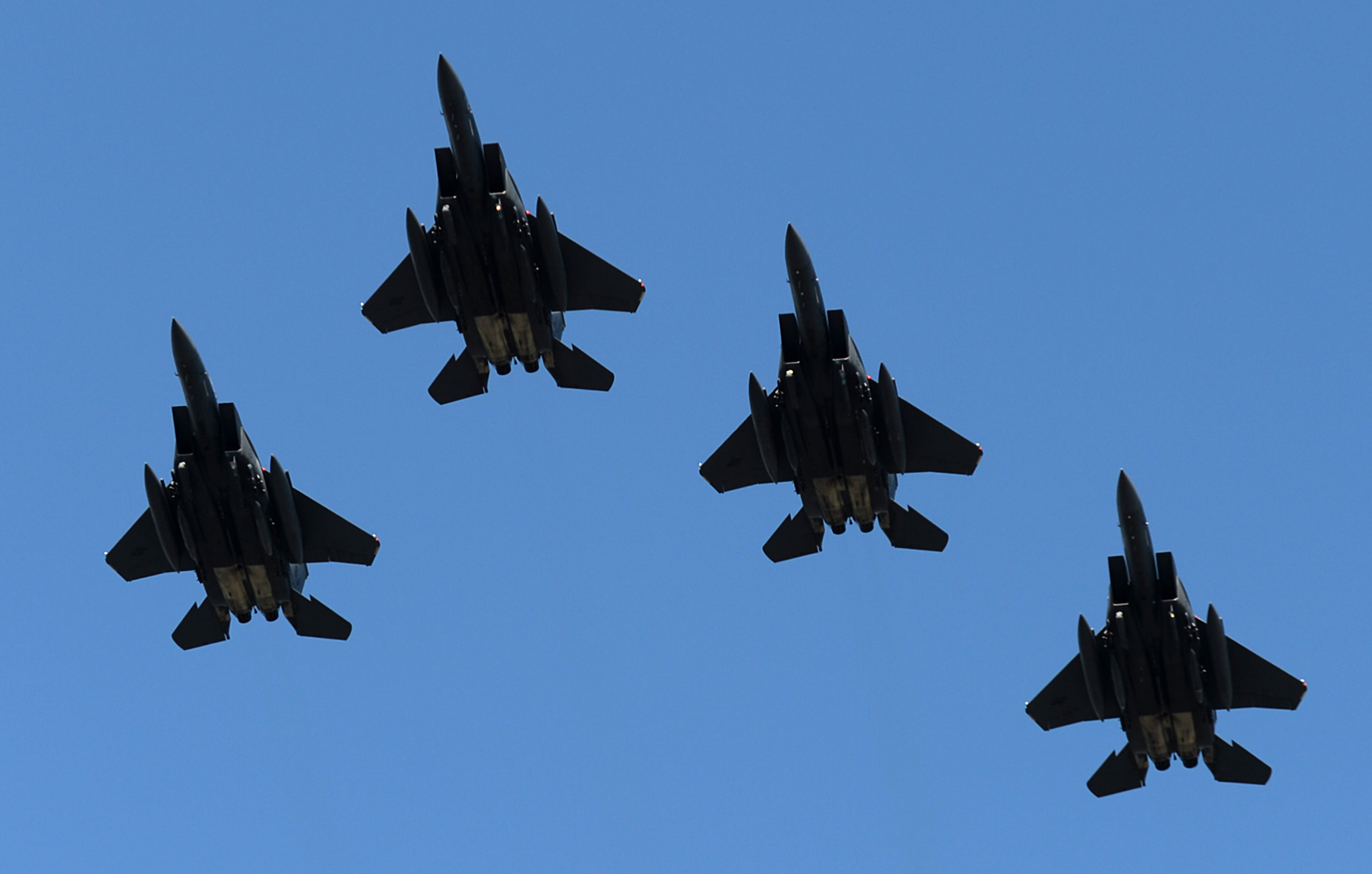 Four F-15's pictured on Sunday, May 28, 2017. (Jeff Siner—Charlotte Observer/TNS/Getty Images)