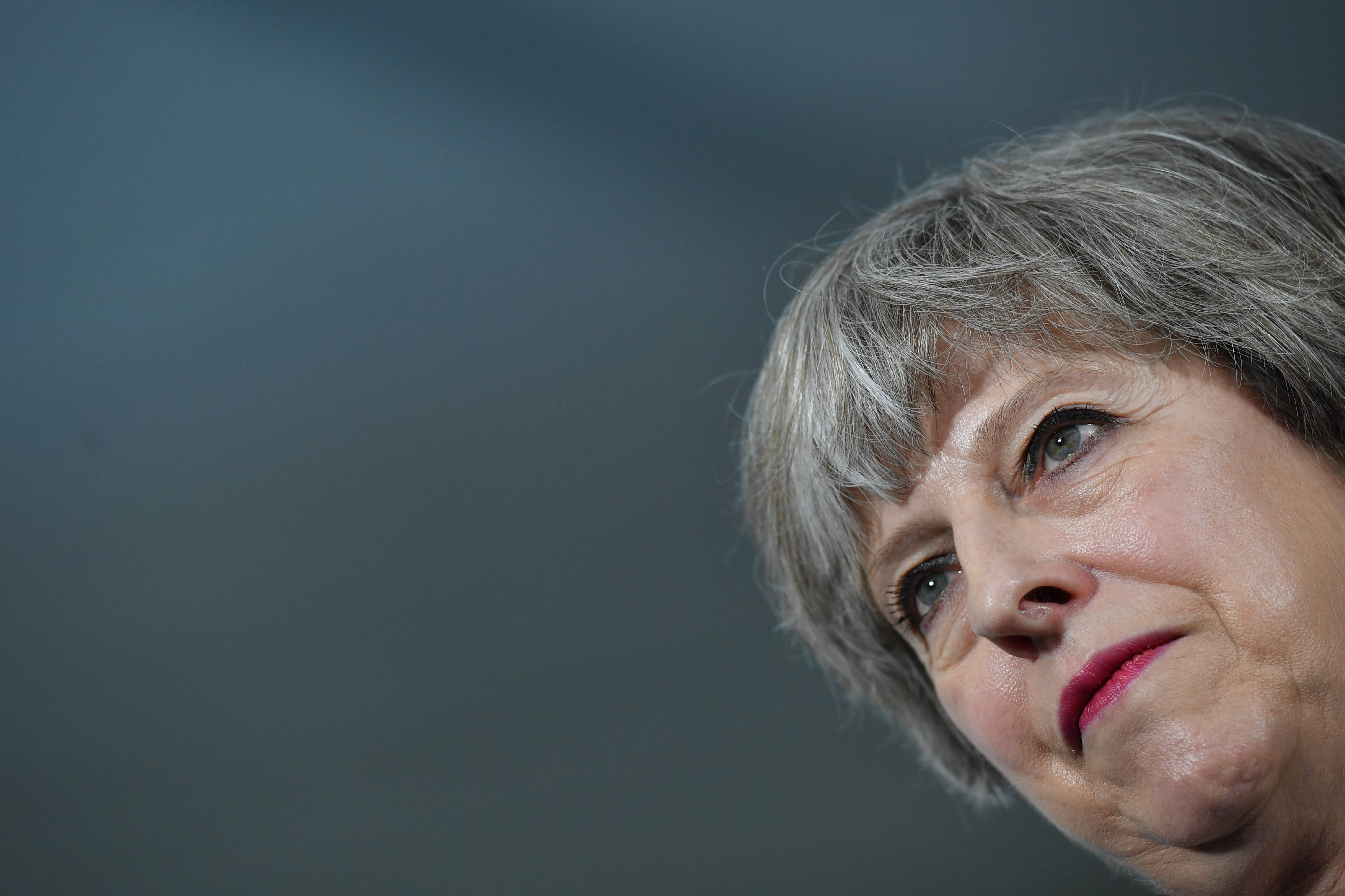 British Prime Minister Theresa May delivers a speech during an election campaign visit to Stoke-on-Trent, England, on June 6, 2017. (Ben Stansall—WPA/Pool/Getty Images)