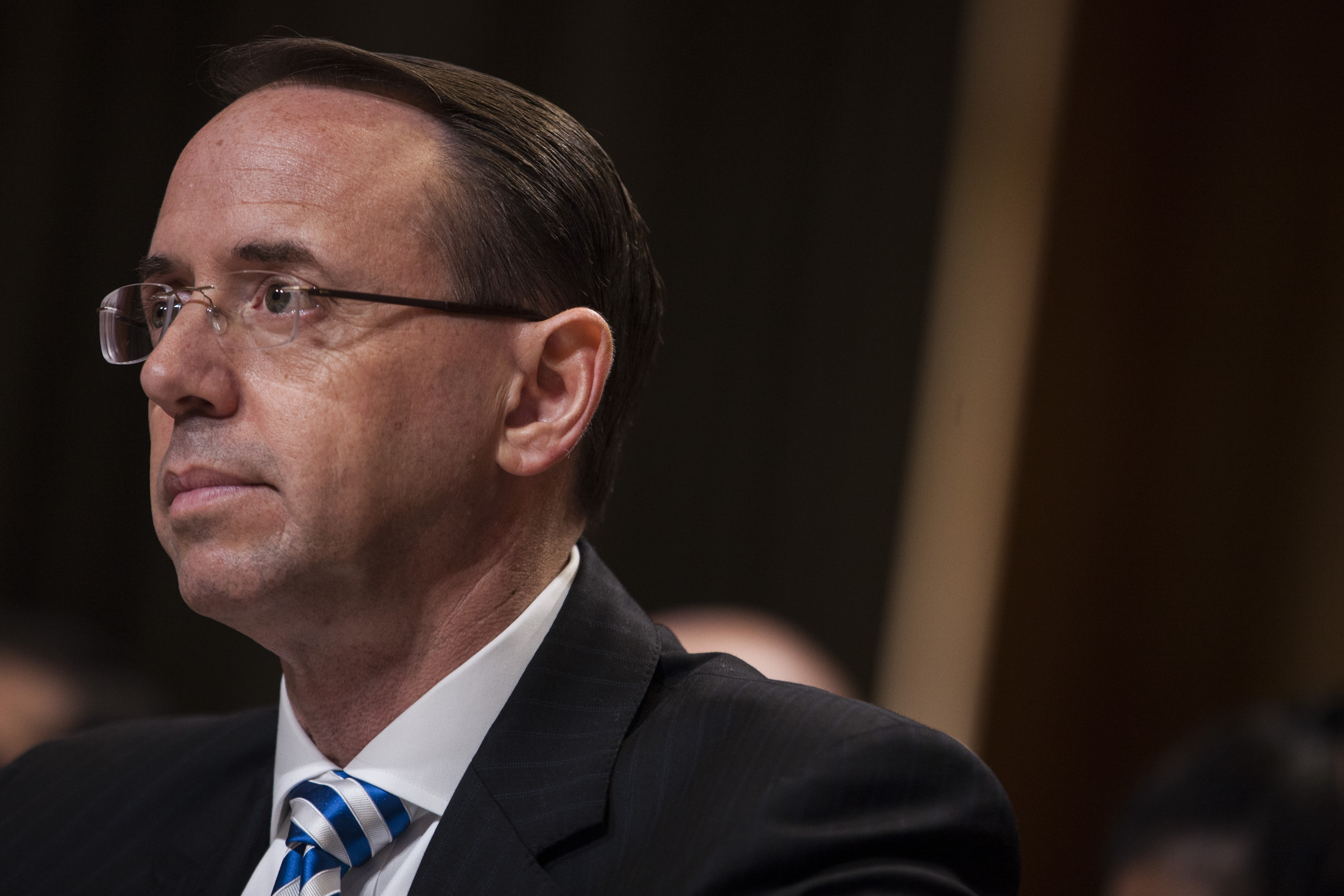 Deputy Attorney General Rod Rosenstein testifies during a Senate Commerce, Justice, Science, and Related Agencies Subcommittee hearing on the Justice Department's proposed FY18 budget  on Capitol Hill on June 13, 2017 in Washington, D.C. Zach Gibson&mdash;Getty Images (Zach Gibson&mdash;Getty Images)
