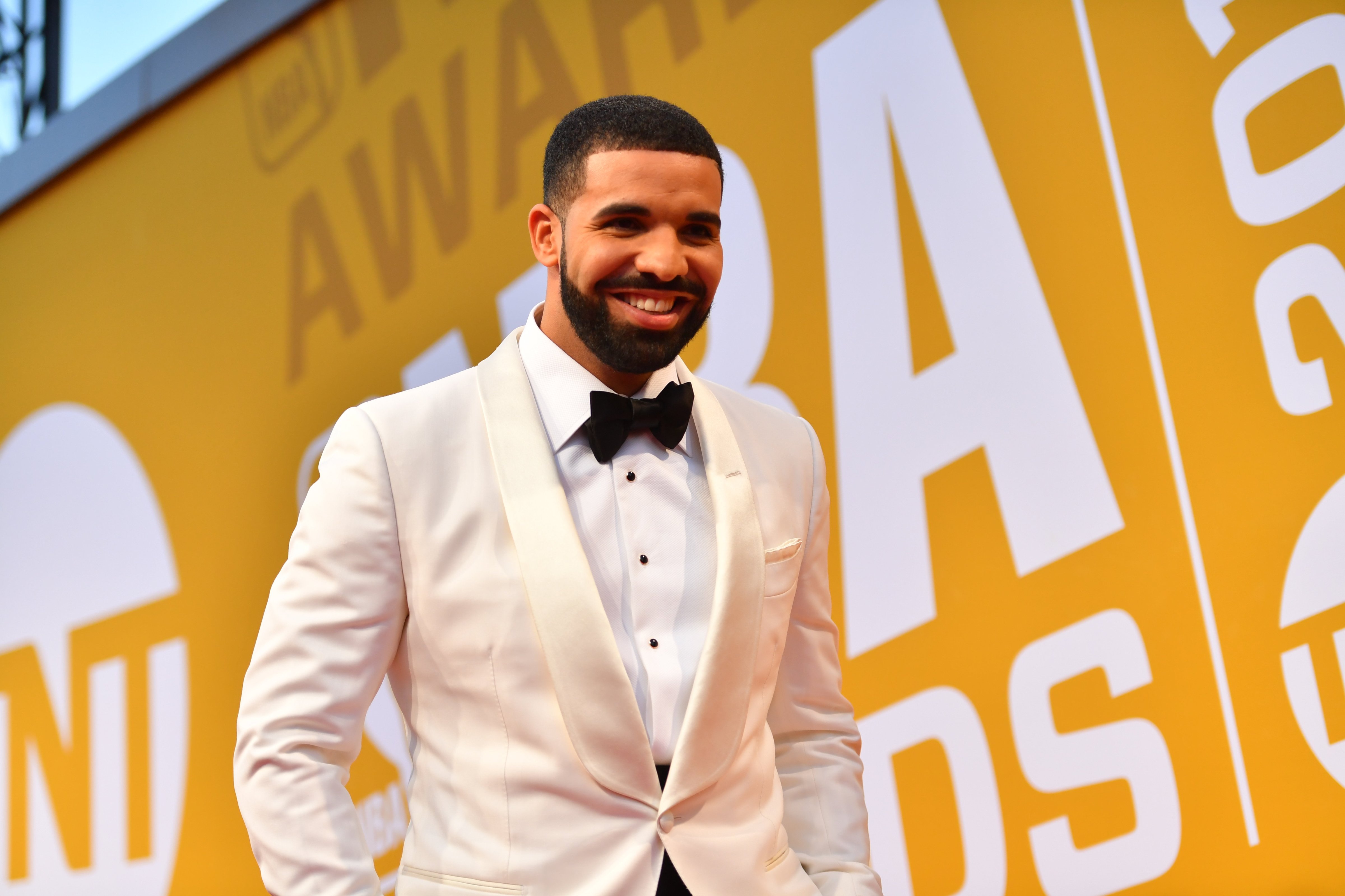 Drake poses on the red carpet during the 2017 NBA Awards Show in New York on June 26, 2017. (Jesse D. Garrabrant—NBAE/Getty Images)