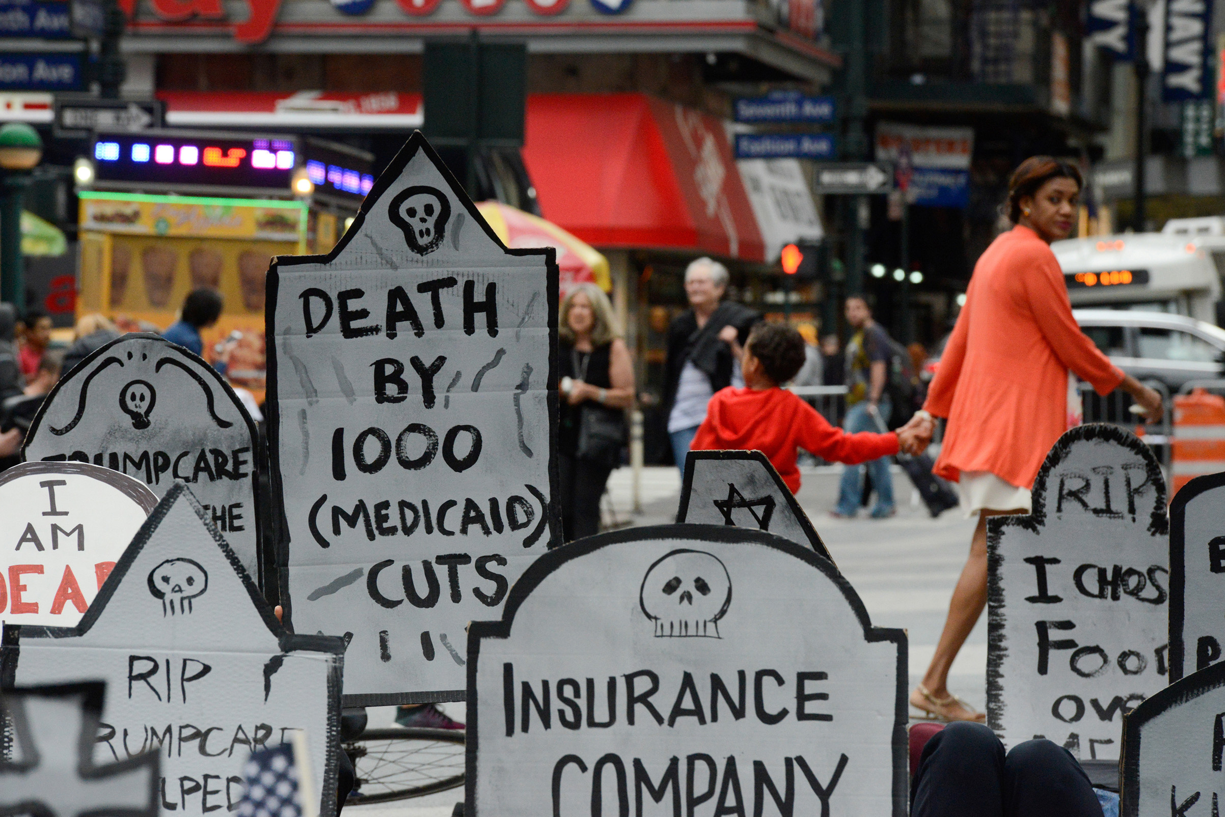 A protest of the Republican health care effort on June 4 in New York City. (Stephanie Keith—Reuters)