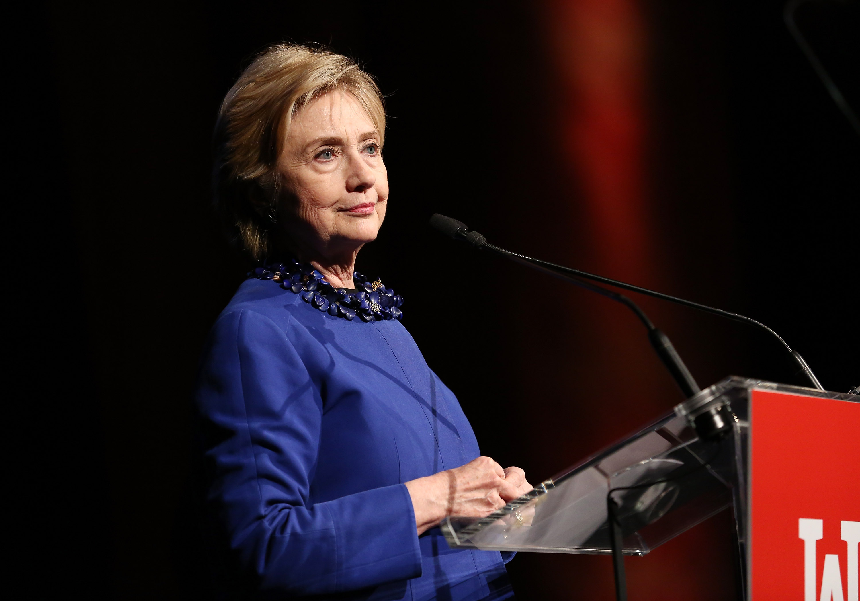 NEW YORK, NY - MAY 03:  Former US Secretary of State and WOV Honoree Hillary Clinton speaks onstage at the Ms. Foundation for Women 2017 Gloria Awards Gala &amp; After Party at Capitale on May 3, 2017 in New York City.  (Photo by Monica Schipper/Getty Images for The Foundation for Women) (Monica Schipper&mdash;Getty Images for The Foundation for Women)