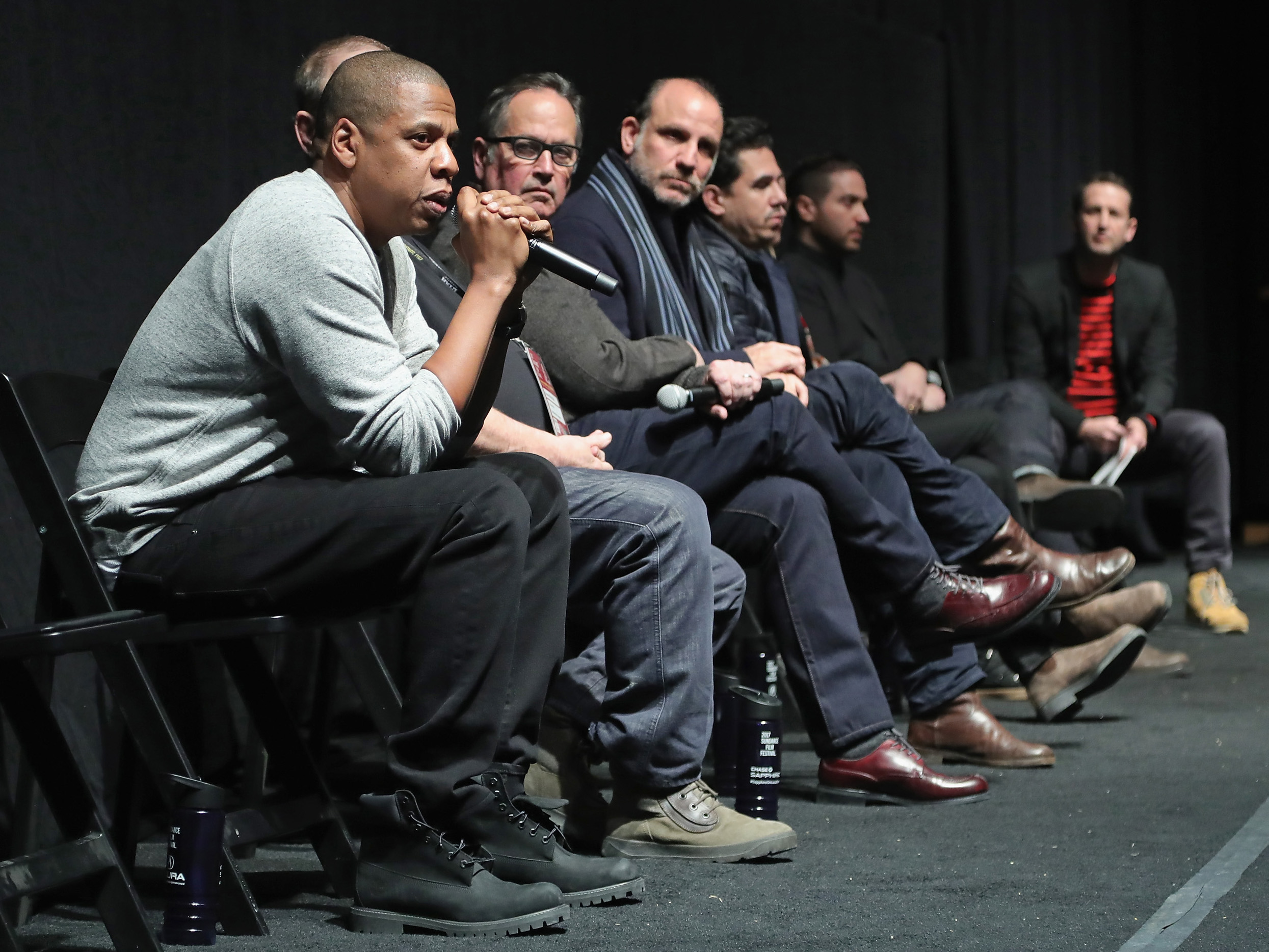 Jay Z speaks during a Q&A following the <i>TIME: The Kalief Browder Story</i> Sundance World Premiere, on Jan. 25, 2017 in Park City, Utah. (Neilson Barnard—Spike TV/Getty Images)