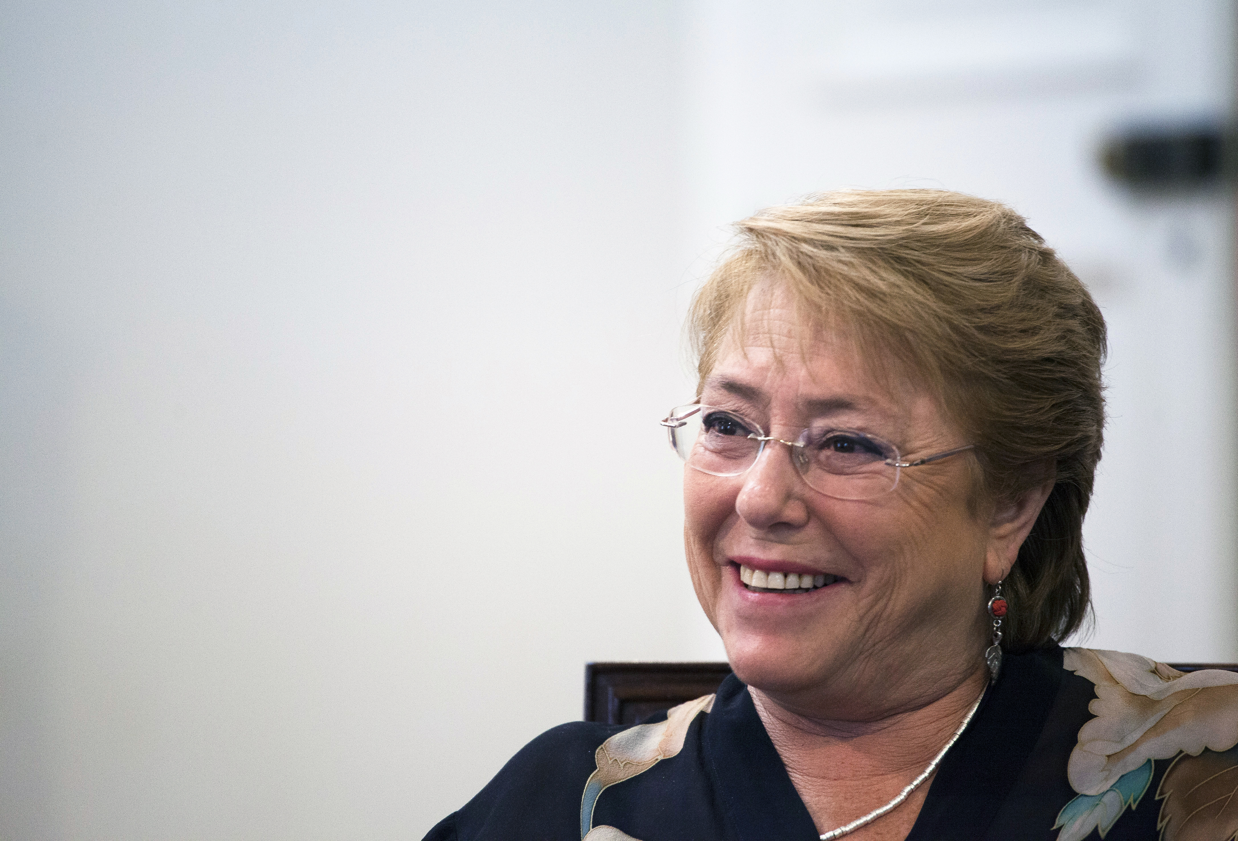 Michelle Bachelet, president of Chile, smiles during an interview at La Moneda Palace in Santiago, Chile, on Friday, Jan. 20, 2017. (Cristobal Olivares—Bloomberg/Getty Images)