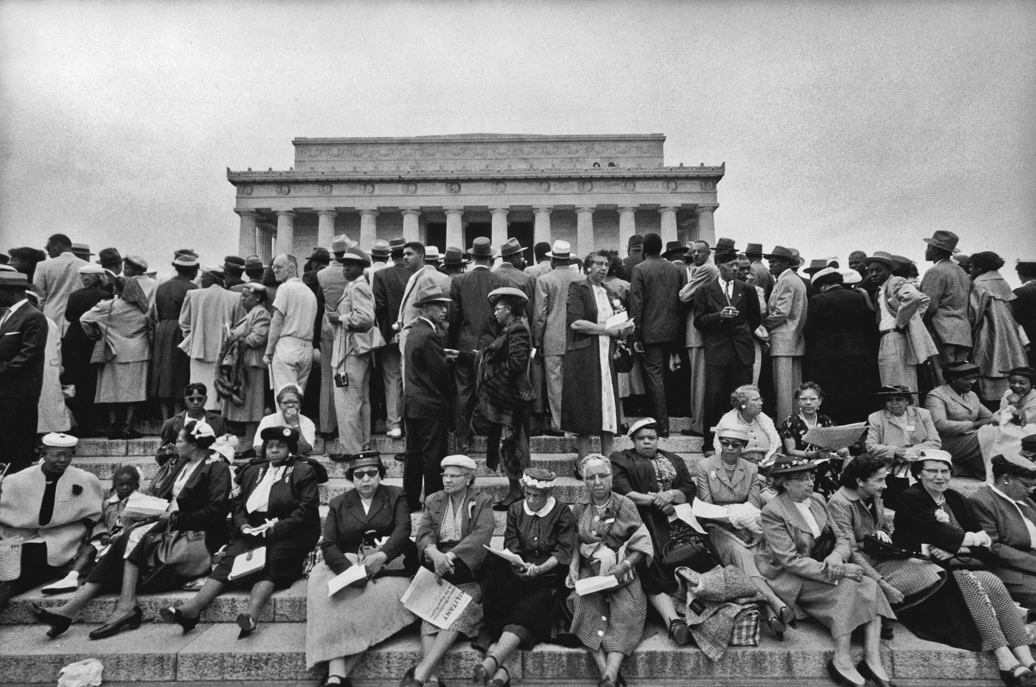 Demonstrators at a rallying point for the Prayer Pilgrimage for Freedom, May 17, 1957, Washington. D.C., held in support of desegregation.