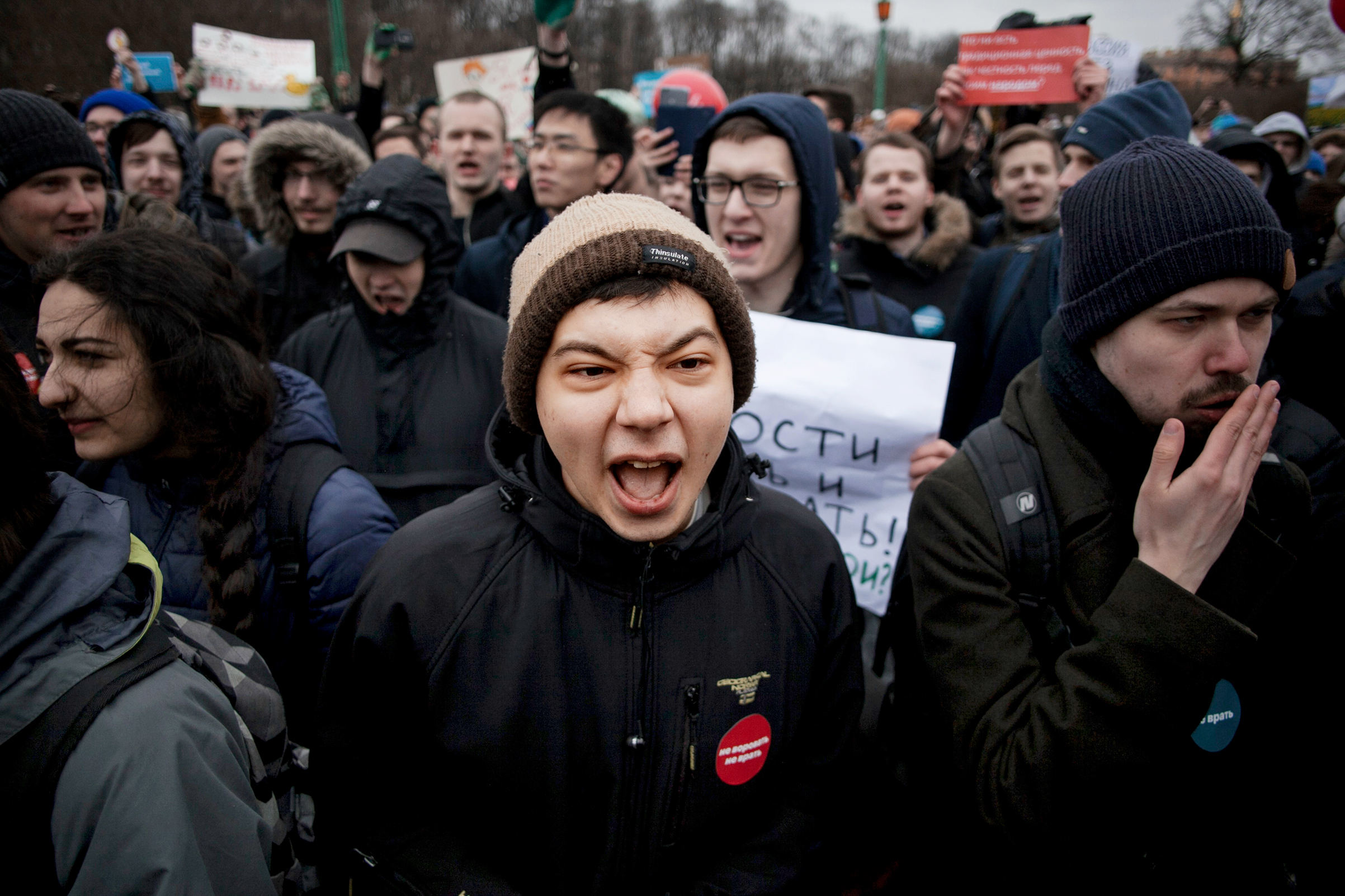 Young Russians took part in a wave of anti­corruption protests across the country during the last weekend of March (Valya Egorshin—Sipa USA/AP)