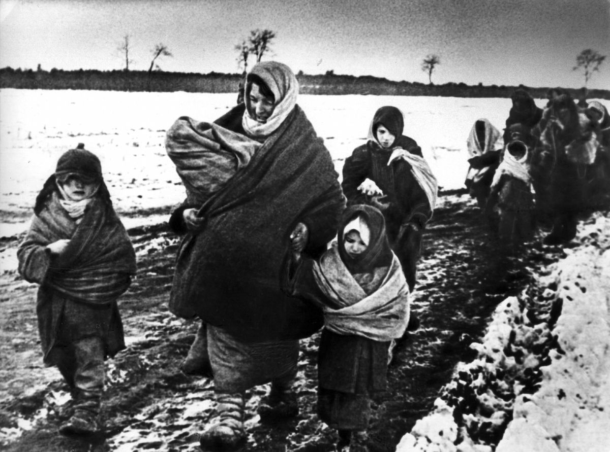 1941:  Women and children walking to eastern Russia after the German invasion. (Max Alpert—Getty Images)