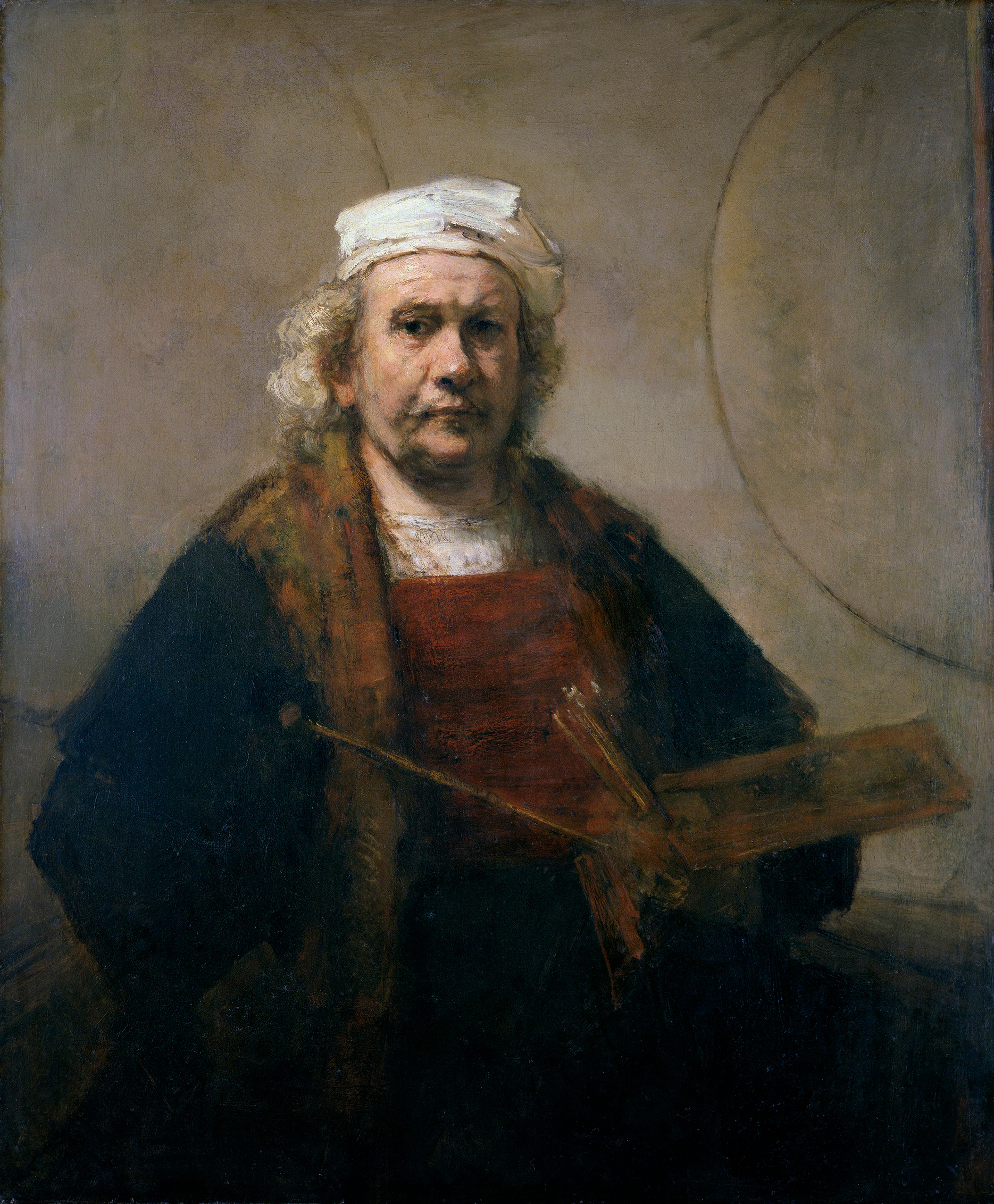 Rembrandt van Rijn, Self-Portrait with Two Circles. C. 1665-69.
