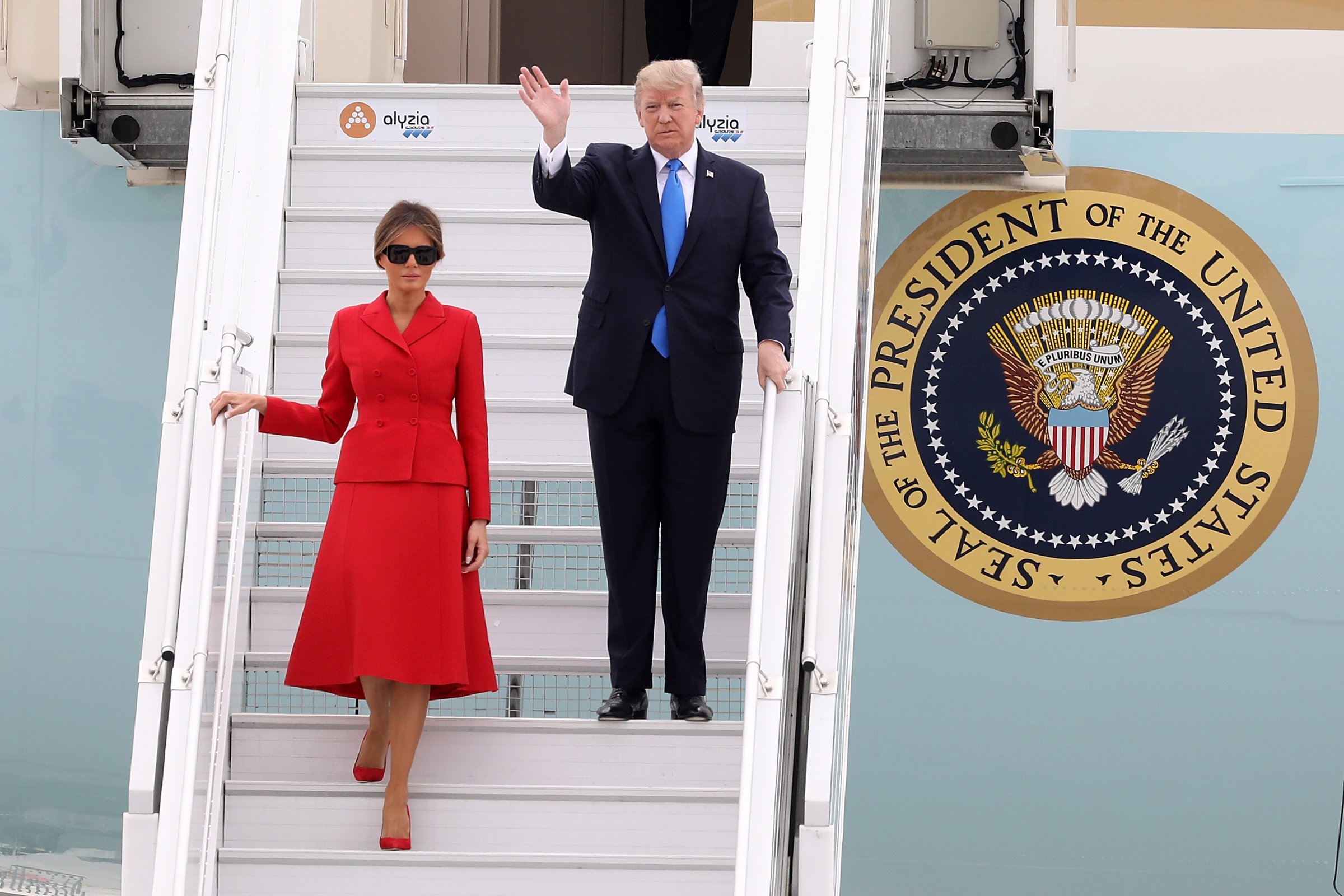 U.S. President Donald Trump Arrives At Orly Airport