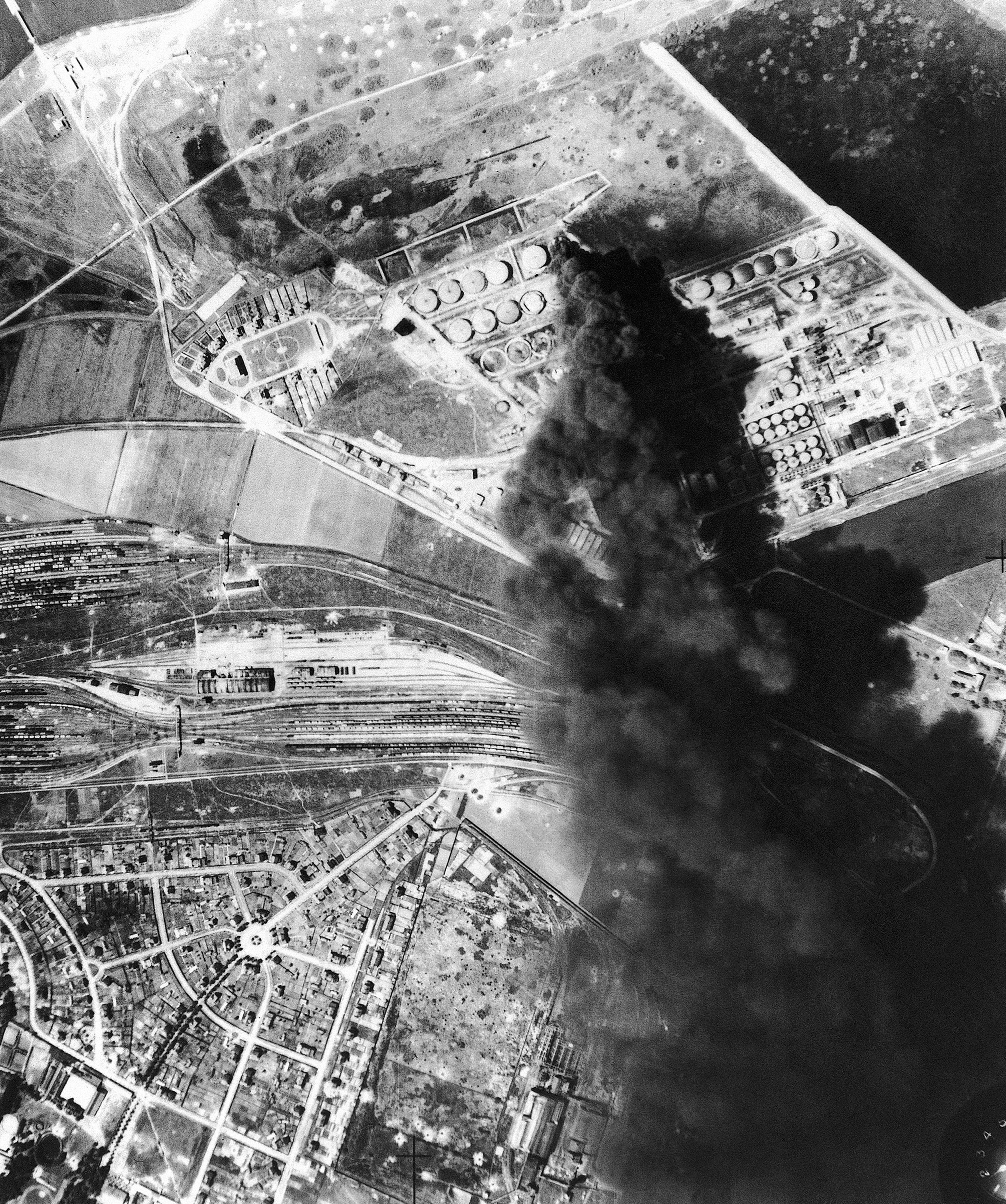 WWII France Dunkirk Burning Oil Tanks