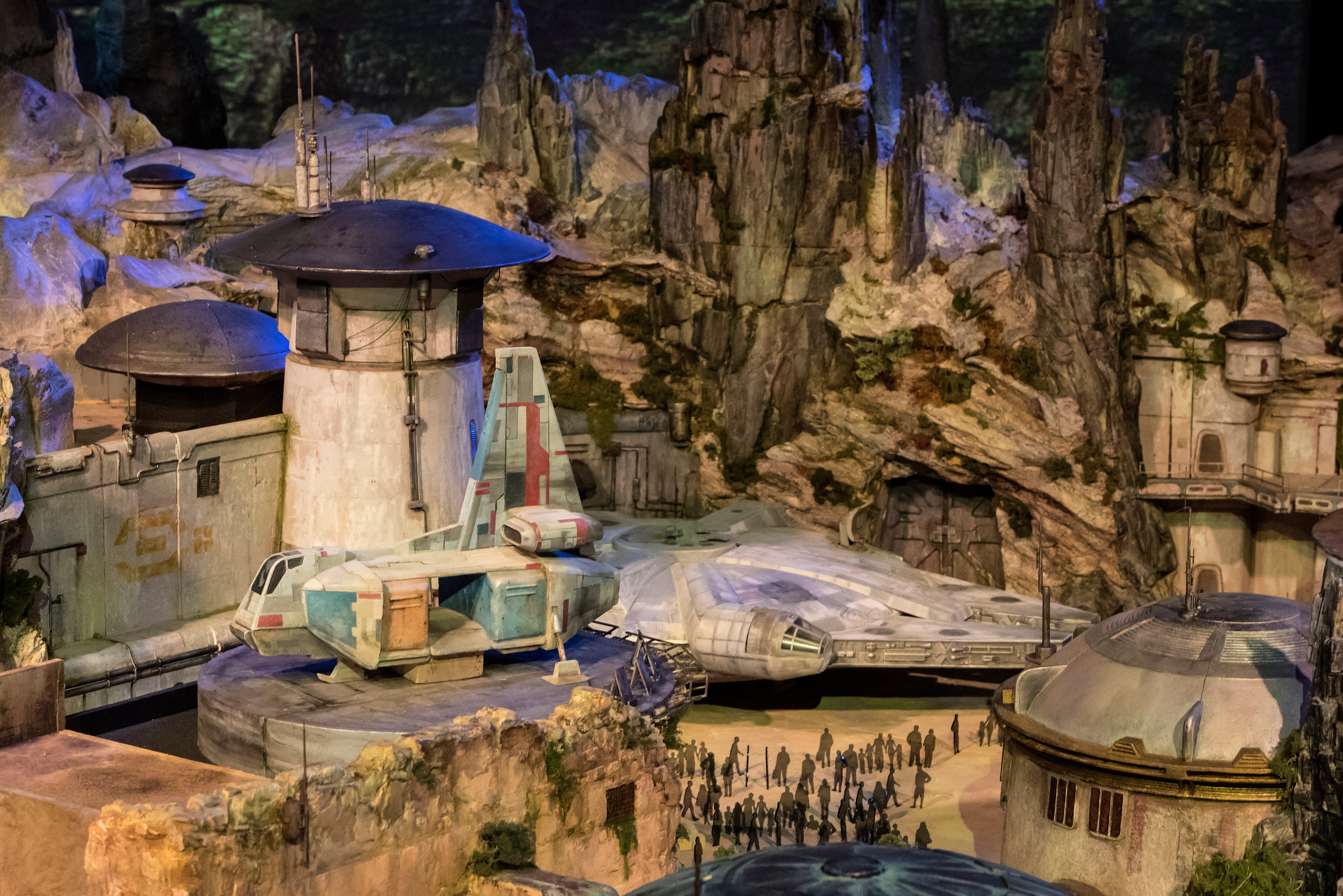 The fully detailed model of the Star Wars-themed park, under development at Disneyland in Anaheim, Calif., remains on display in Walt Disney Parks and Resorts 'A Galaxy of Stories' pavilion throughout D23 Expo at the Anaheim Convention Center. The exhibition gives D23 Expo guests an up-close look at what's to come on this never-before seen planet. (Joshua Sudock—Disneyland Resort)