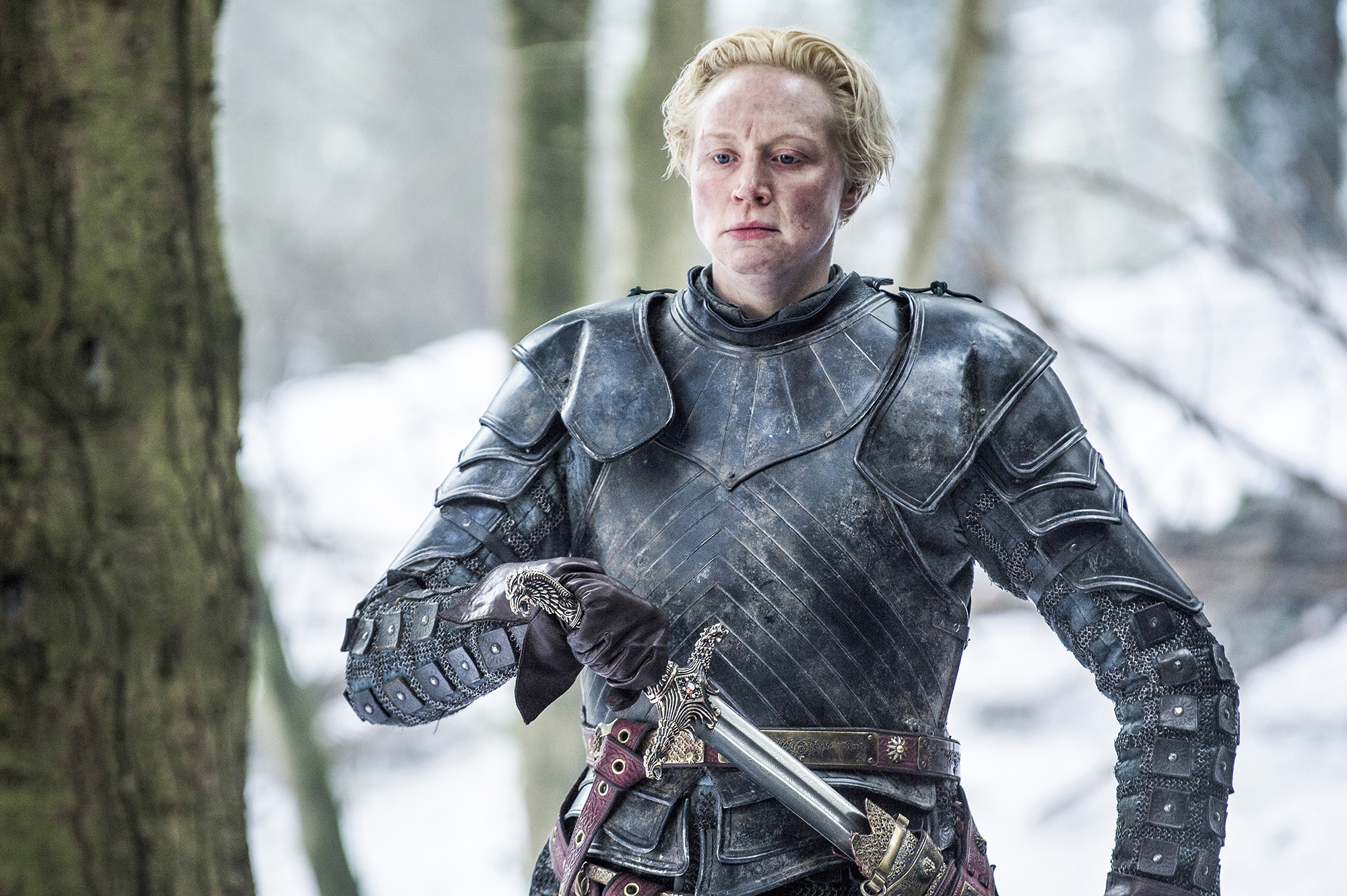 Brienne of Tarth with the Oathkeeper. HBO. (HBO)