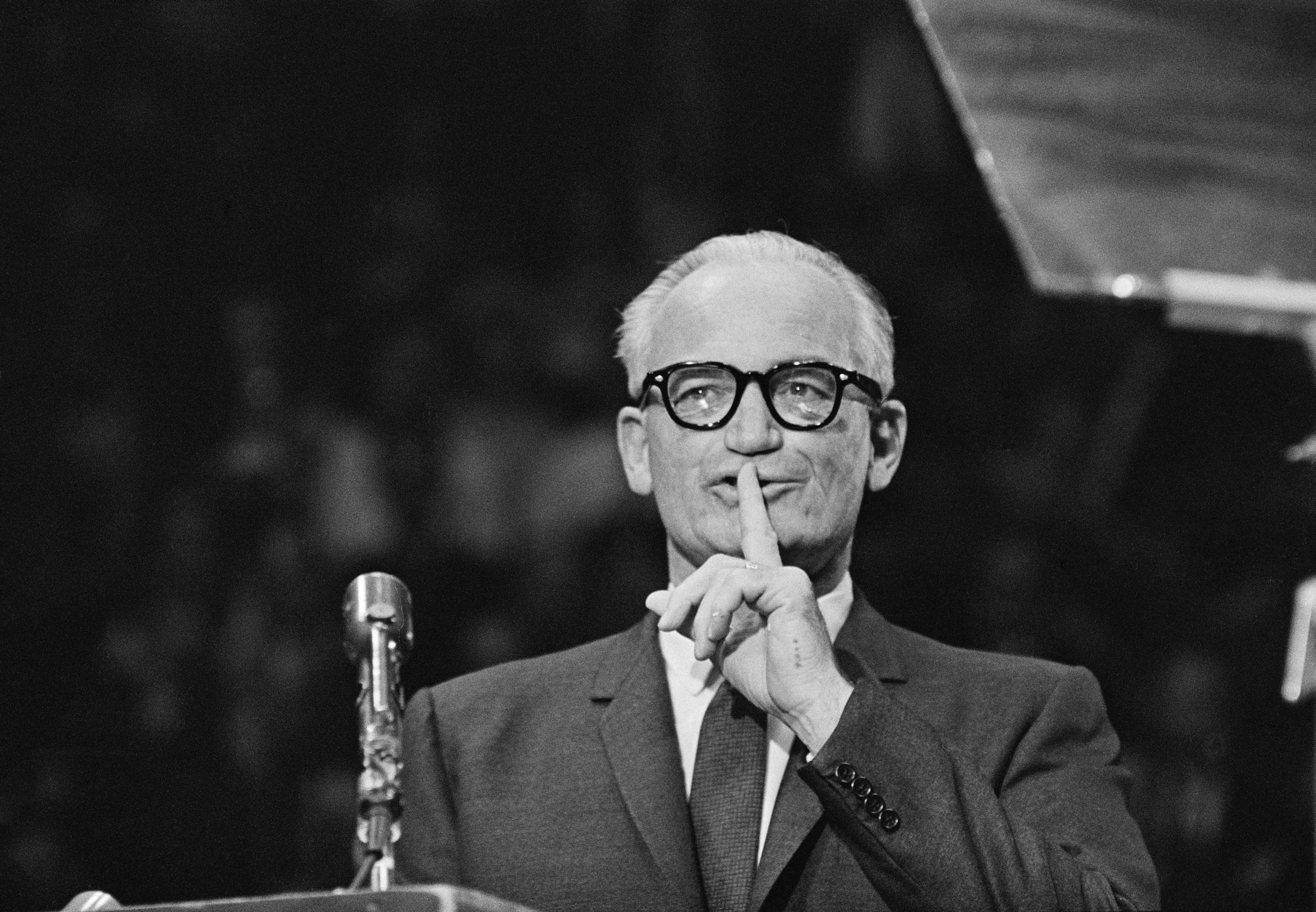 U.S. Senator and nominee for president, Barry Goldwater speaking at an election rally in Madison Square Garden, New York City, on October, 8 1964. (William Lovelace—Getty Images)