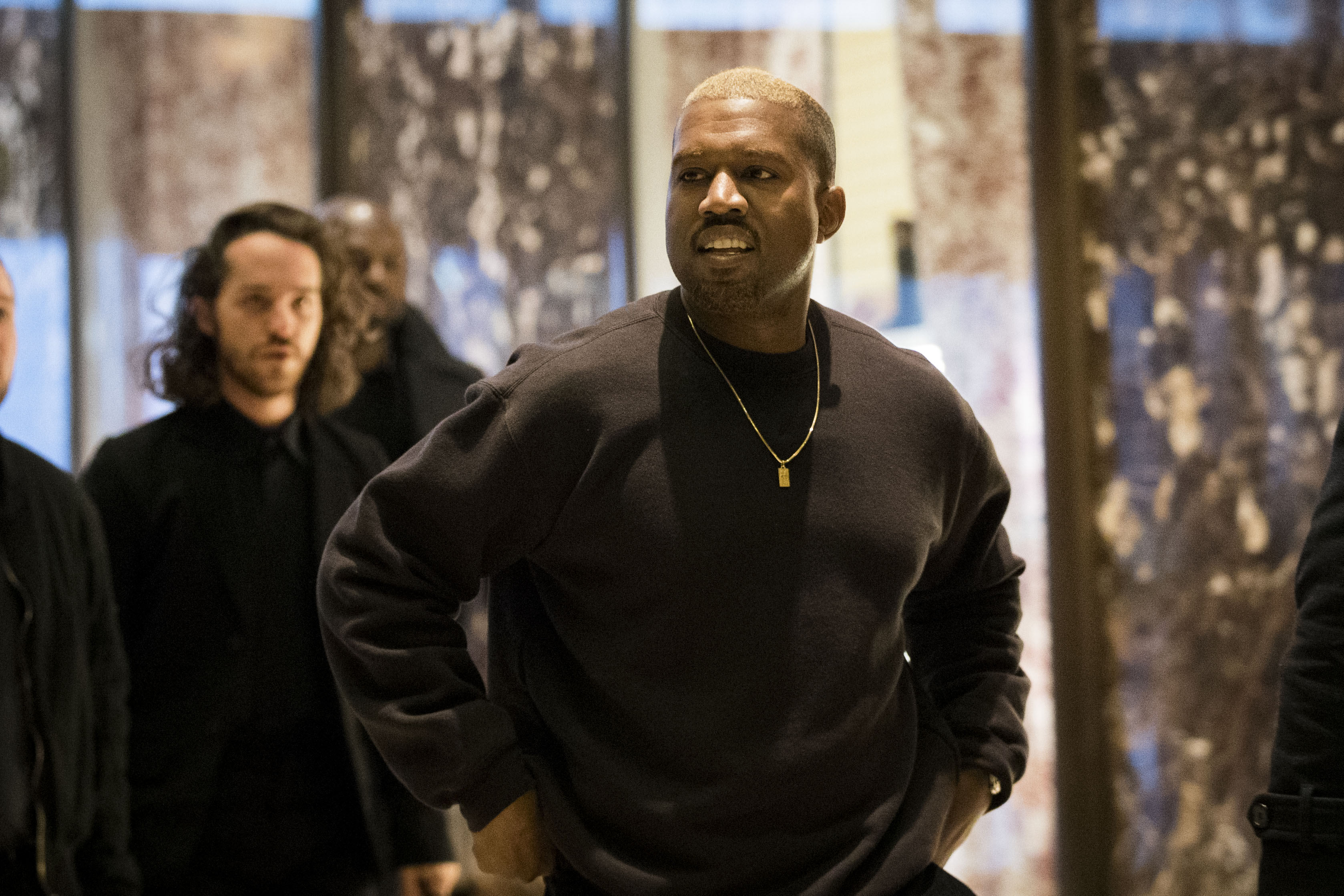 Kanye West arrives at Trump Tower, Dec. 13, 2016 in New York City. (Drew Angerer—Getty Images)