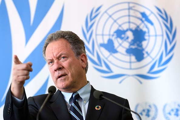 The new head of the World Food Programme (WFP) David Beasley attends a press conference about an updated aid appeal for South Sudan on May 15, 2017 at the United Nations Office in Geneva.