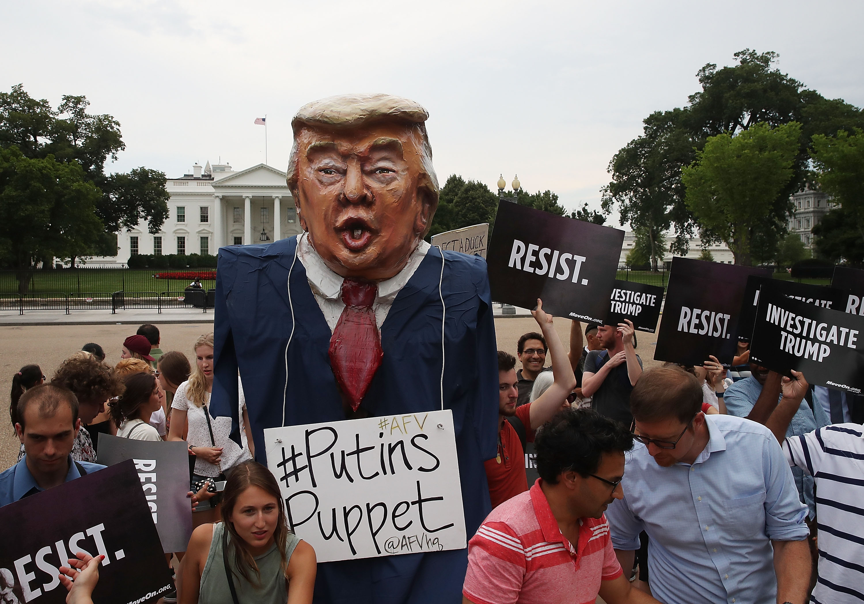 People protest against U.S. President Donald Trump in front of the White House on July 11, 2017 in Washington, DC. (Mark Wilson—Getty Images)