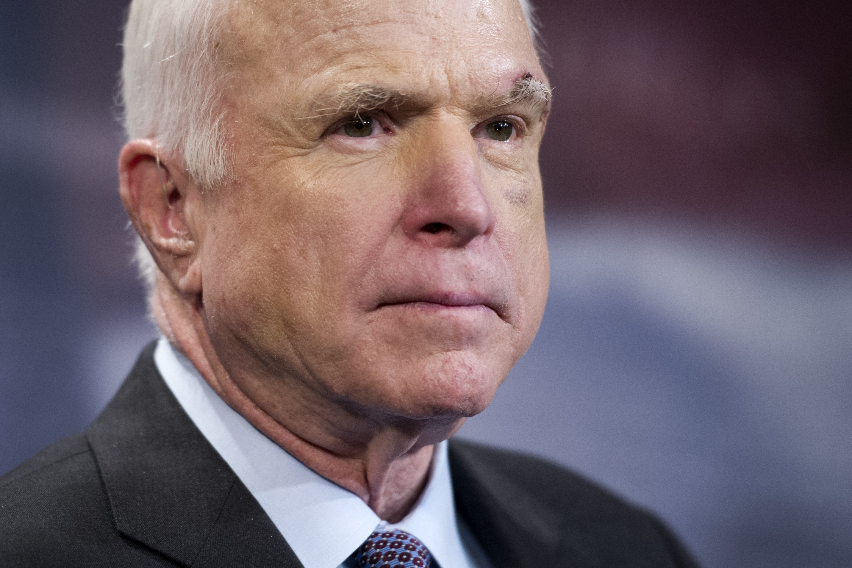 Sen. John McCain, R-Ariz., speaks to reporters on Capitol Hill in Washington, Thursday, July 27, 2017. (Cliff Owen&mdash;AP)