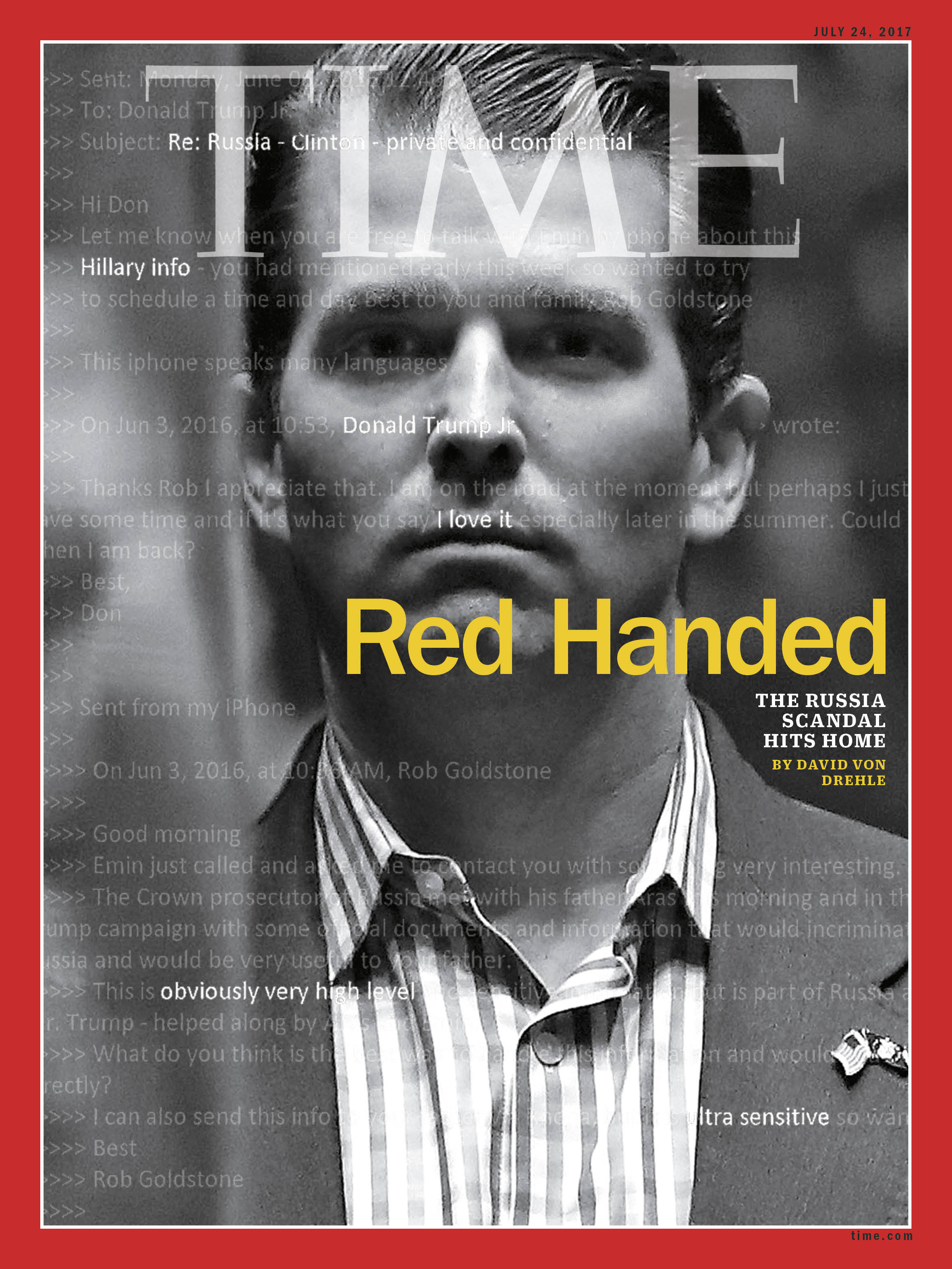 Donald Trump Jr. Red Handed Time Magazine Cover
