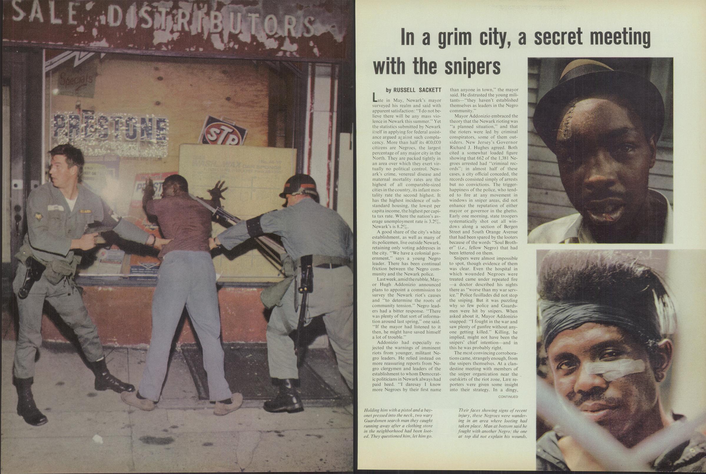 LIFE coverage of the Newark riots from the July 28, 1967 issue. Photos by Frank Dandridge and Bud Lee.