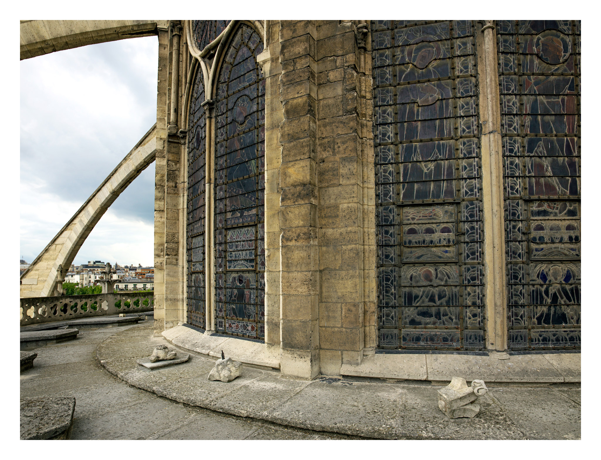 Stonework has fallen from Notre Dame cathedral in Paris. Low-quality stone and cement were used in a restoration in 1844. Nearly 200 years on, that 19th century work is crumbling (though some of the painstaking medieval construction is in better shape). (Vincent Fournier for TIME)