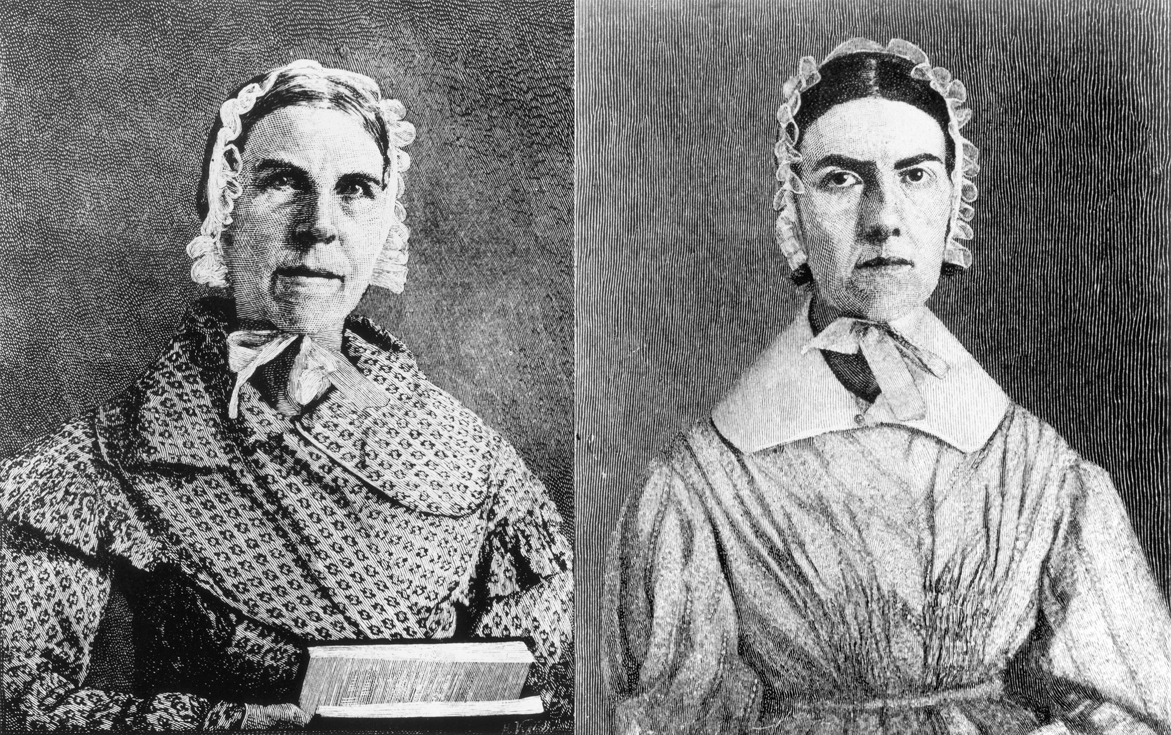 Sisters Sarah Grimke (L) and Angelina Grimke (R). Circa 1820s.