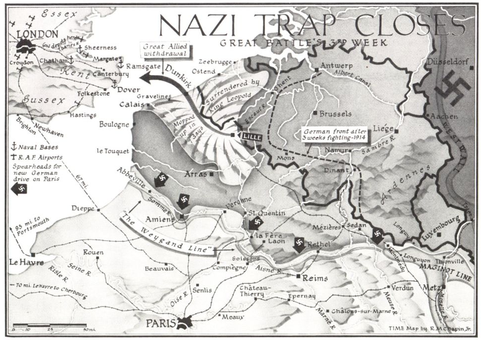 Map from the June 10, 1940, issue of TIME (TIME Map)