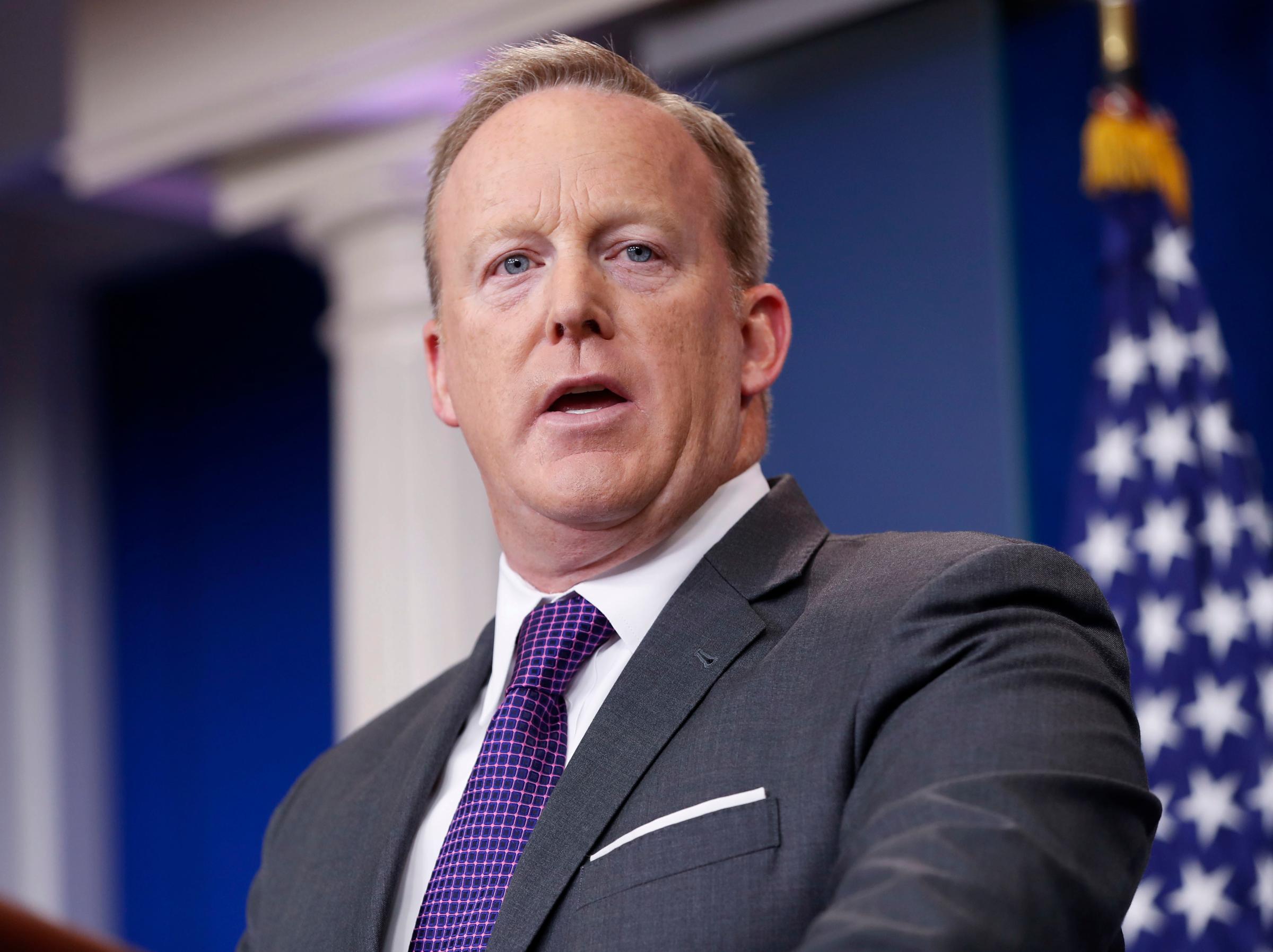White House press secretary Sean Spicer speaks to members of the media in the Brady Briefing room of the White House in Washington, July 17, 2017.