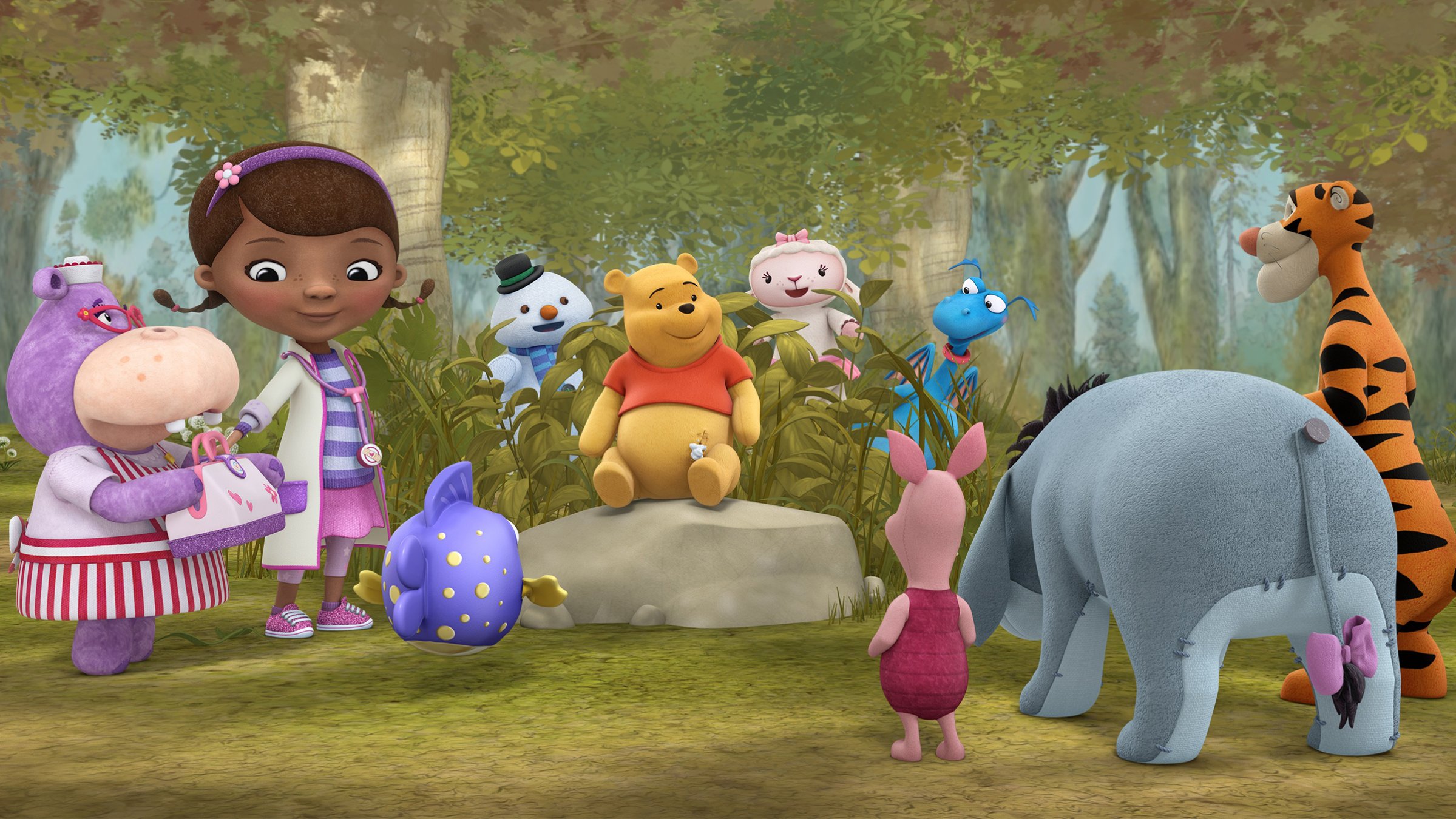 Doc ventures "Into the Hundred Acre Wood!" with her toys and welcomes Winnie the Pooh and friends to McStuffinsville in Disney Junior's "Doc McStuffins" on January 18, 2017.