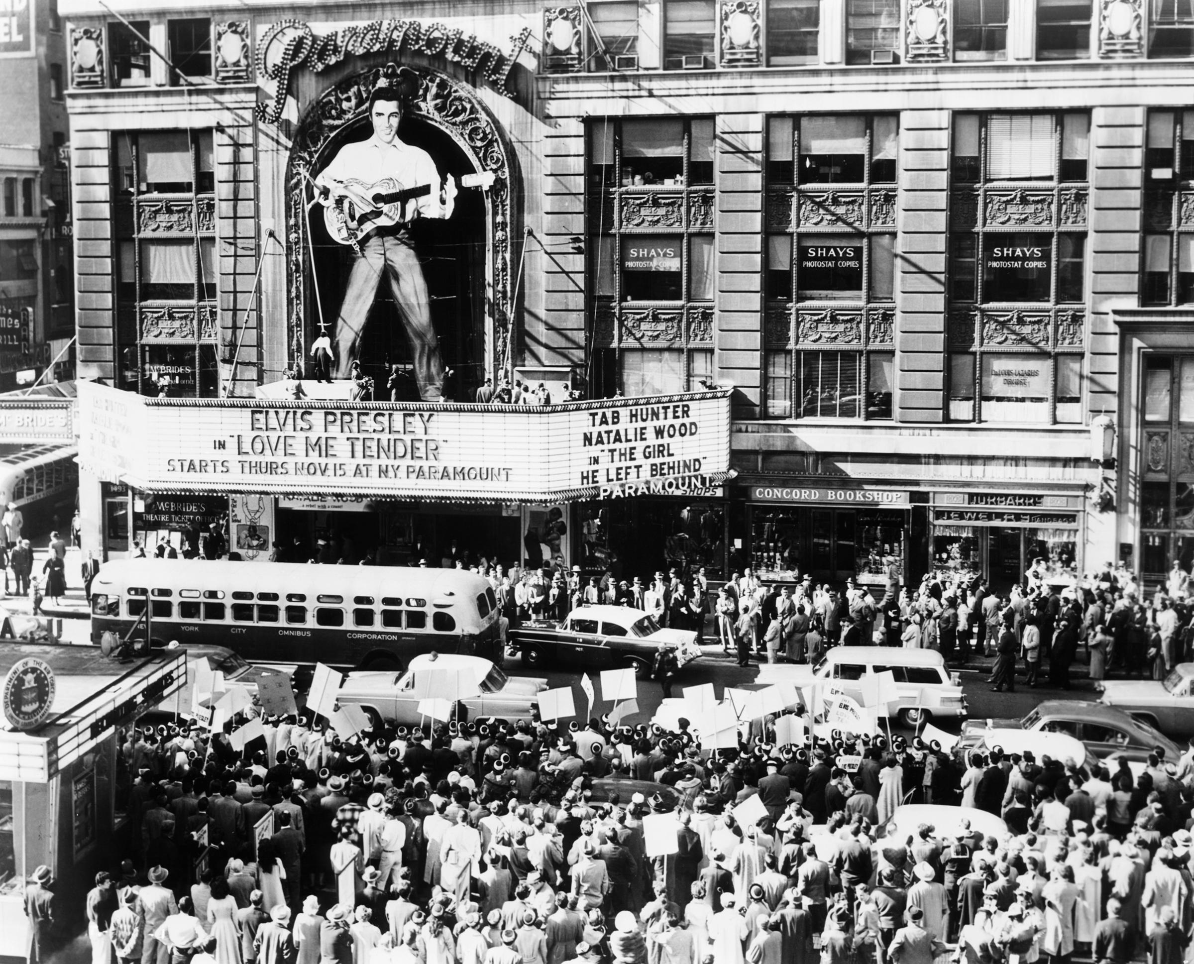 Opening of 'Love Me Tender' movie at the Paramount Theater, New York, on November 15, 1956.