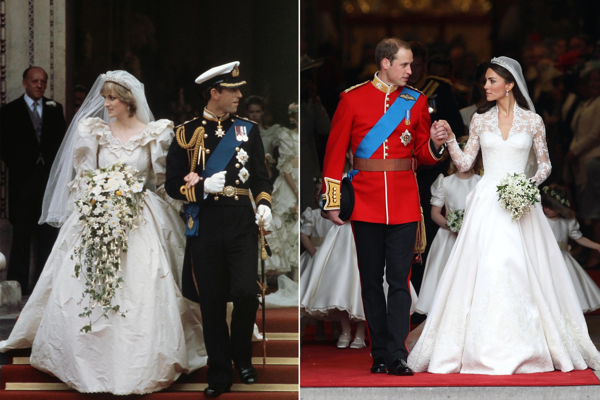 Princess Diana and Kate Duchess of Cambridge similar moments in fashion wedding day
