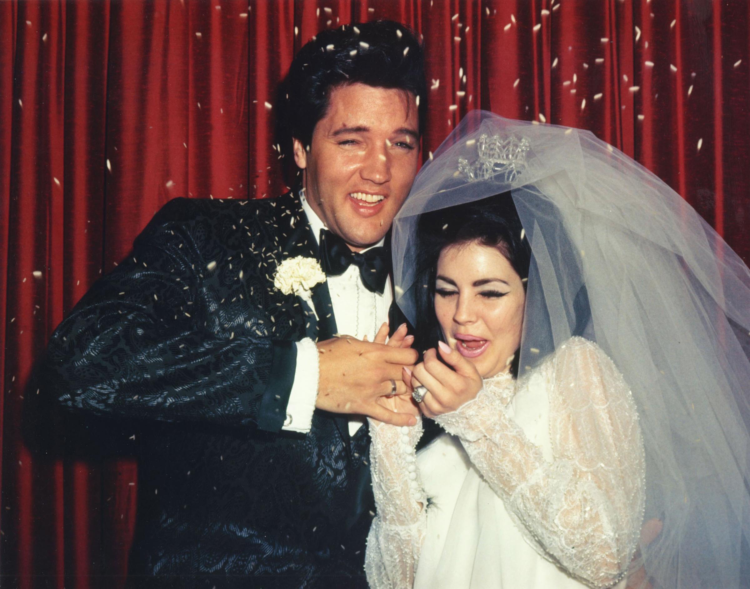 Elvis Presley and Priscilla on their wedding day, May 01,1967.