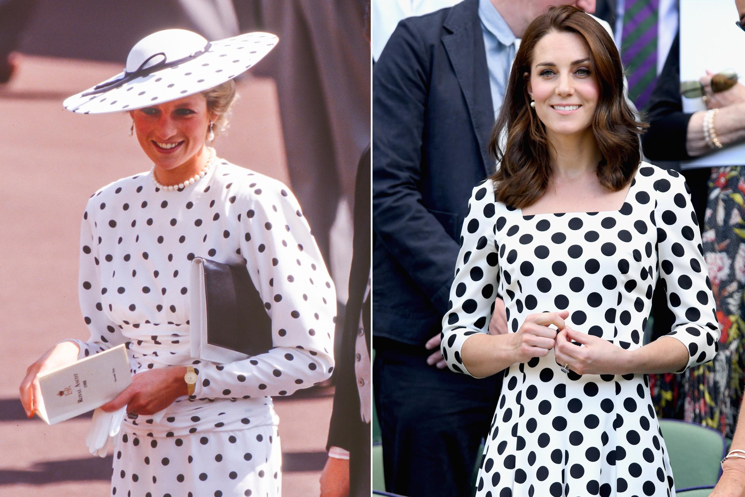 Princess Diana and Kate Duchess of Cambridge similar moments in fashion polka dot dress