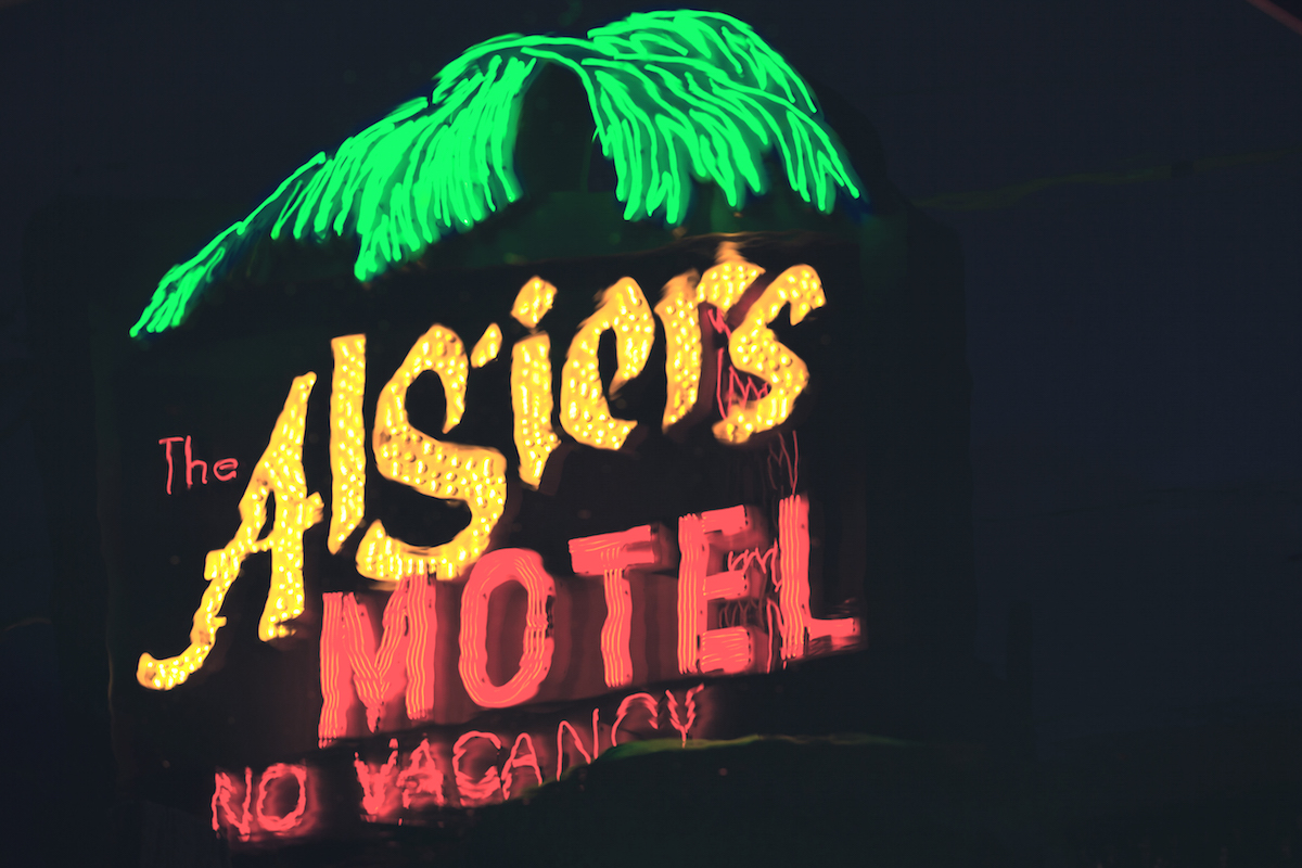 The Algiers Motel neon sign as depicted in the movie 'Detroit' (Francois Duhamel—Annapurna Pictures)