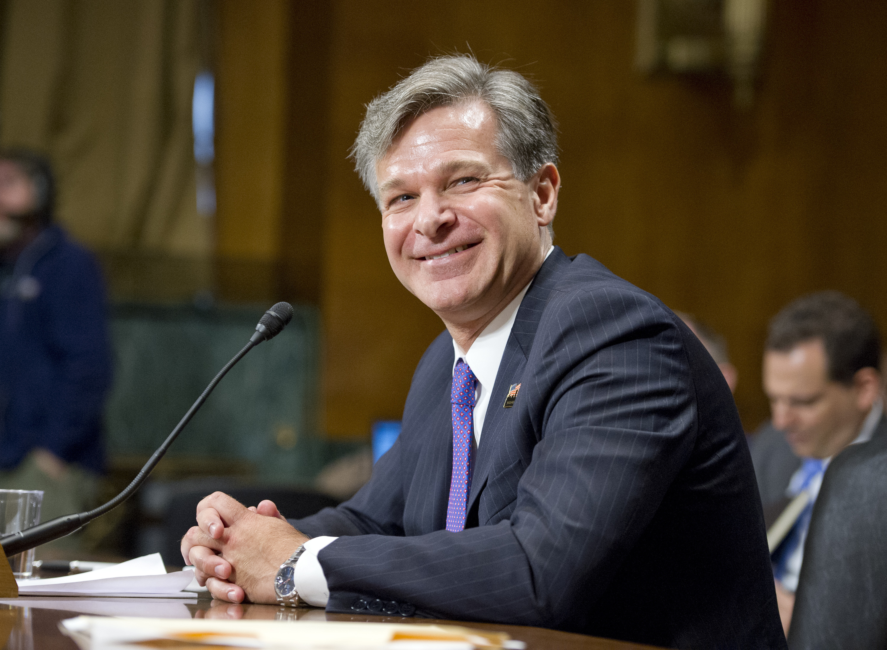 Christopher Wray testifies on his nomination to be Director of the FBI before the U.S. Senate Committee on the Judiciary in Washington, D.C. on July 12, 2017. (Ron Sachs—picture-alliance/dpa/AP Images)