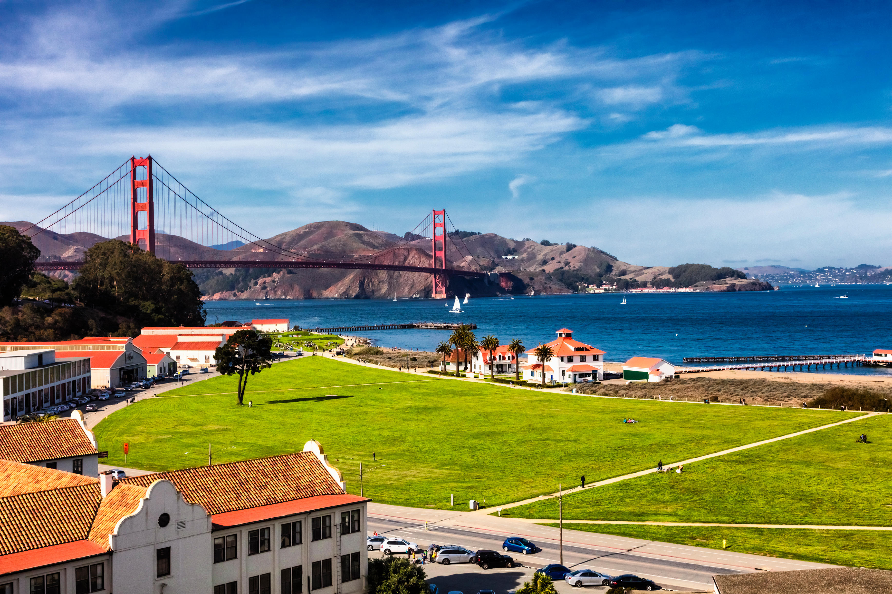The Golden Gate Bridge in San Francisco bay and Crissy Field, November 5, 2016. (Jan Hanus—Alamy)