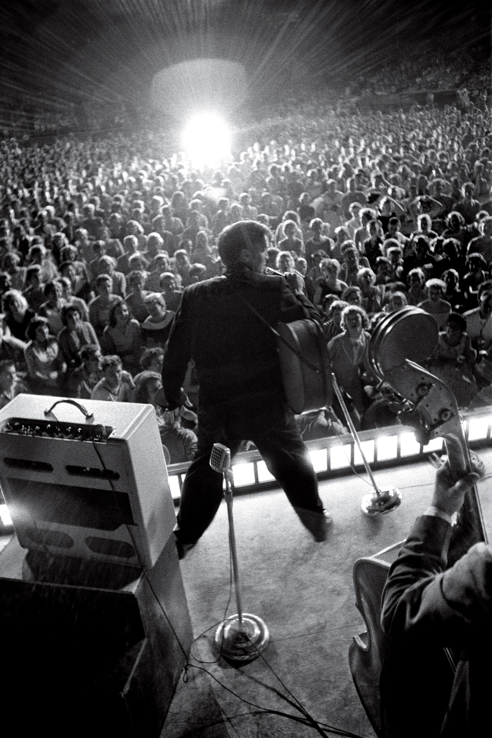 Elvis Presley onstage at Russwood Park in Memphis in July 1956