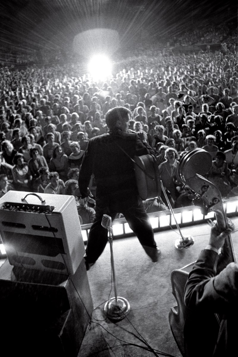 Elvis Presley onstage at Russwood Park in Memphis in July 1956.