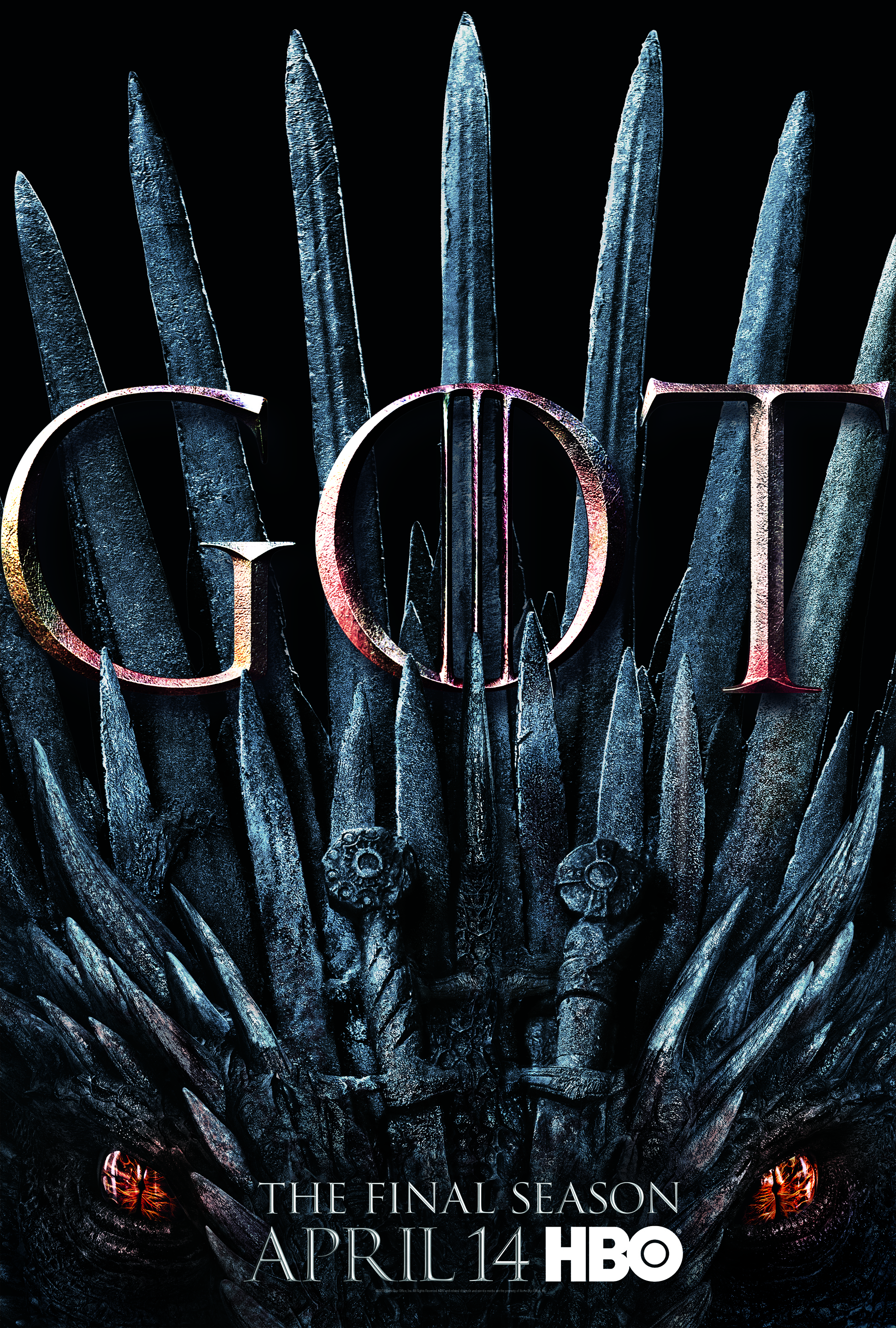 Game of Thrones season 8 poster shows a dragon eyeing the iron throne (Game of Thrones season 8 poster)