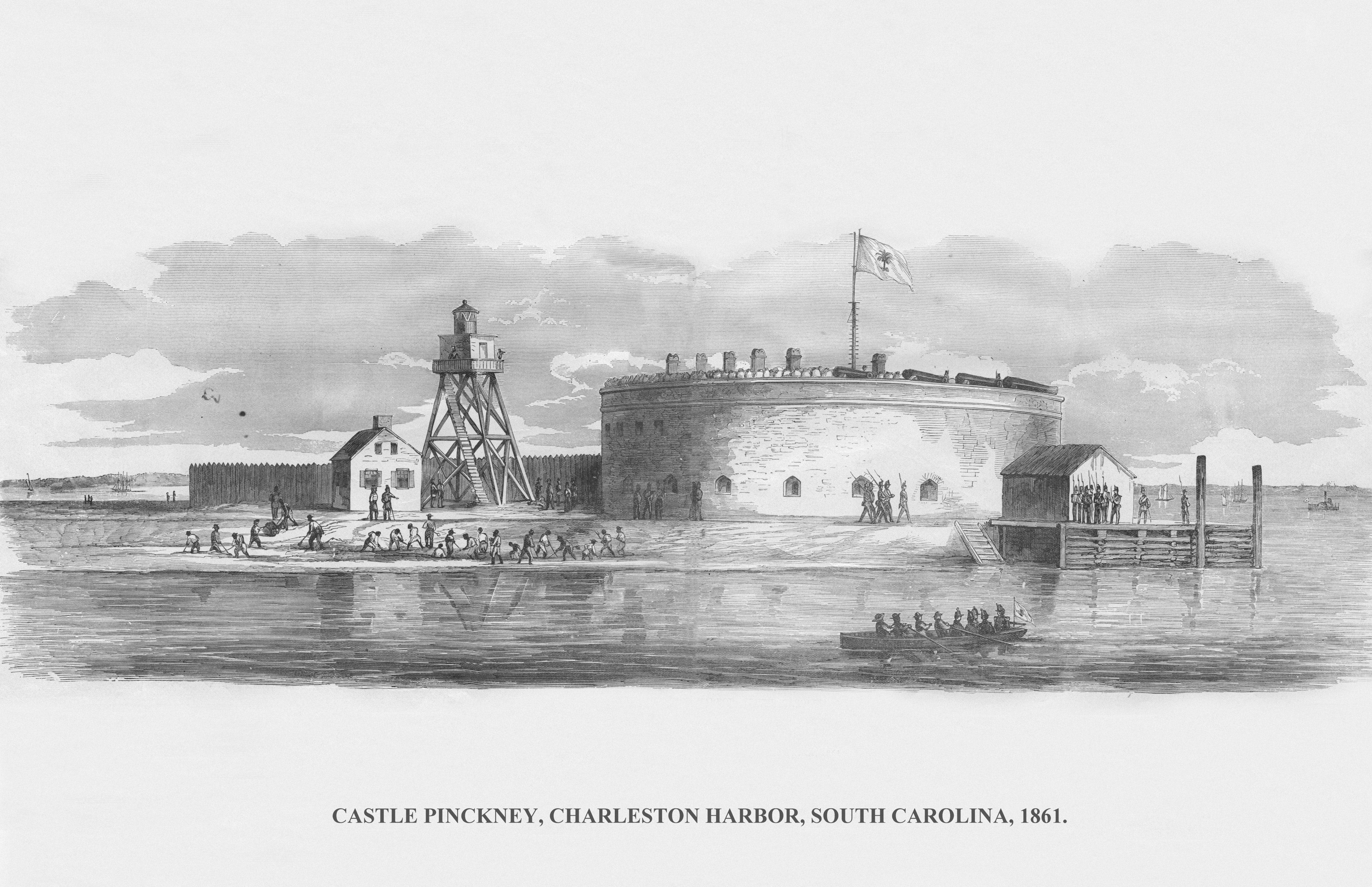 Castle Pinckney in South Carolina's Charleston Harbor in 1861, from an issue of Frank Leslie's Illustrated Almanac. (Buyenlarge—Getty Images)