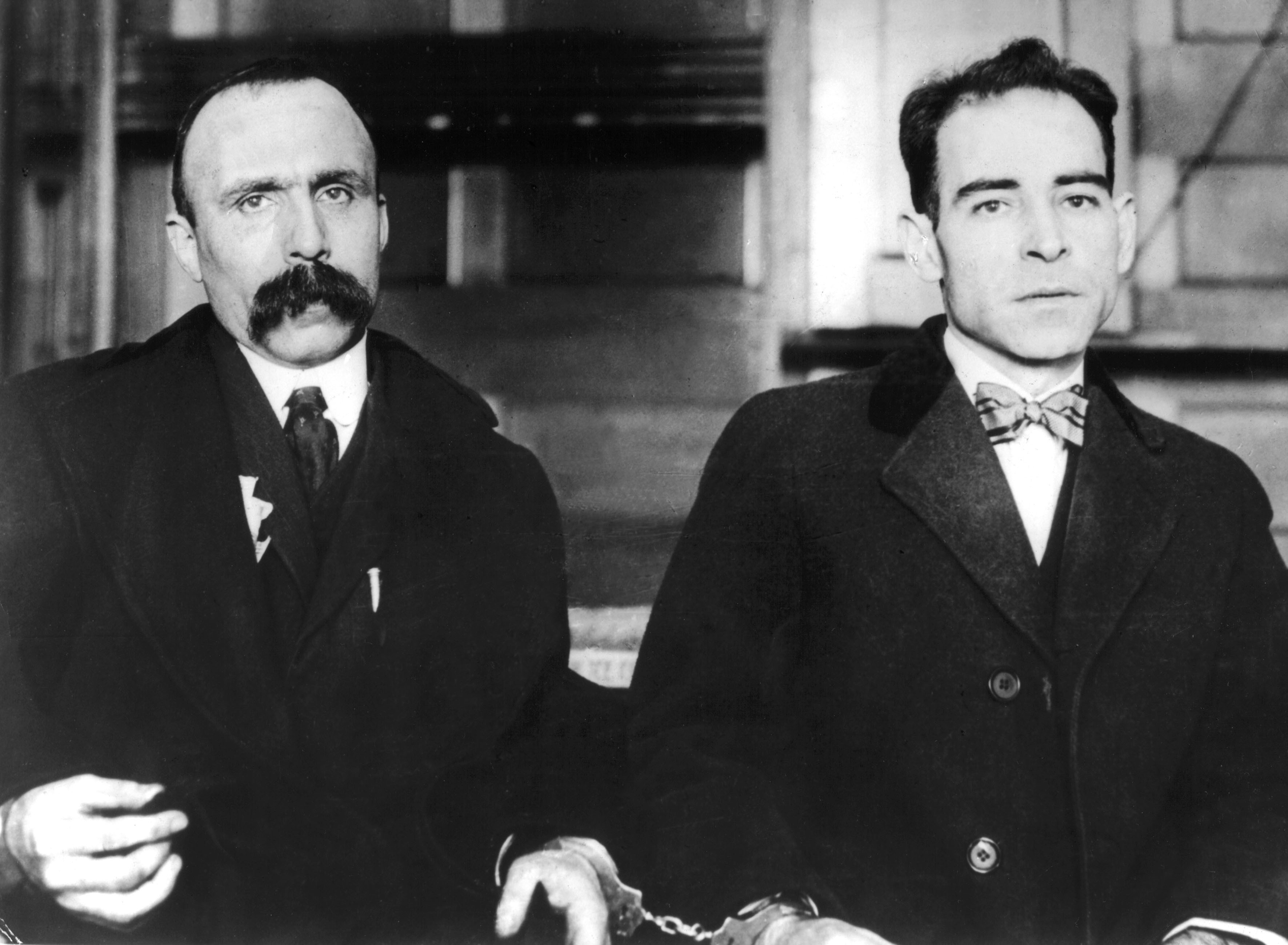 Sacco and Vanzetti after they have been arrested