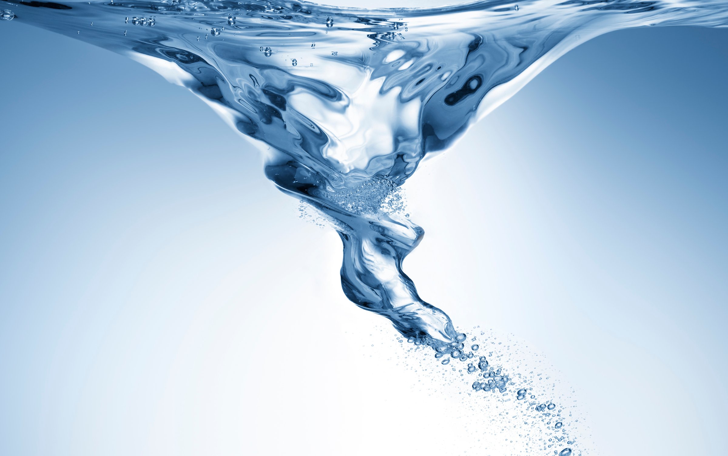 Blue vortex in water