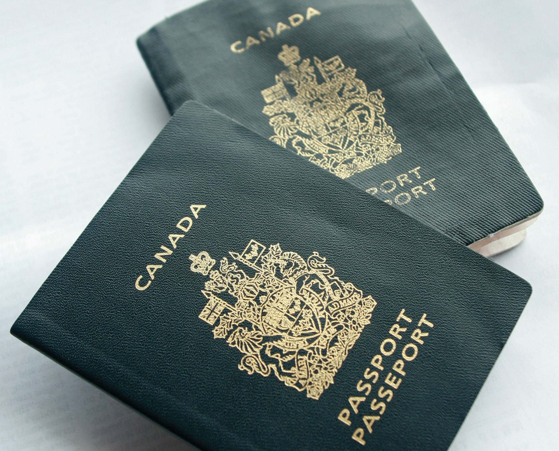 Canadian passports are arranged for a photograph in Big Whit