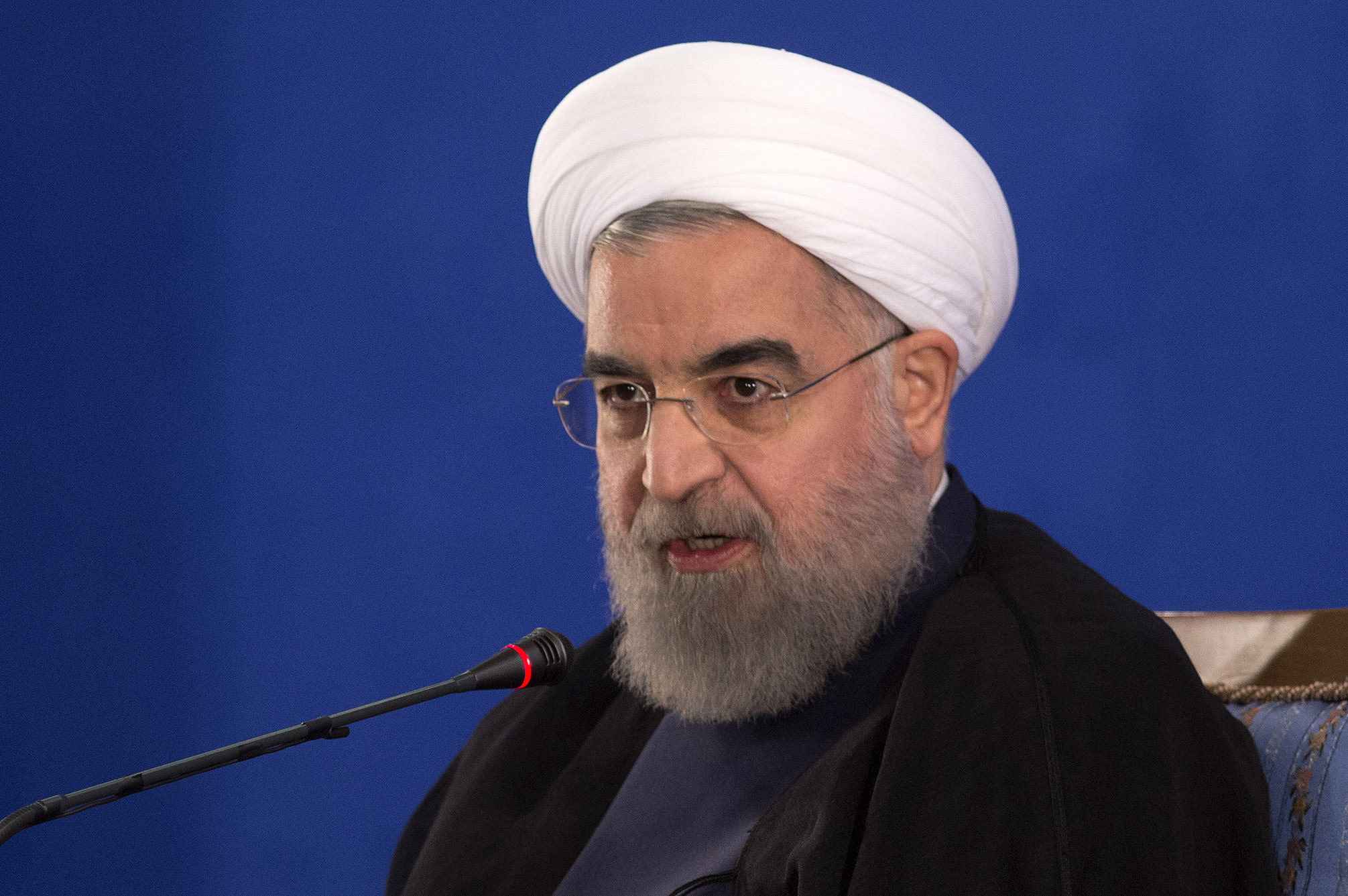 Iranian President Hassan Rouhani Gives A Press Conference In Tehran