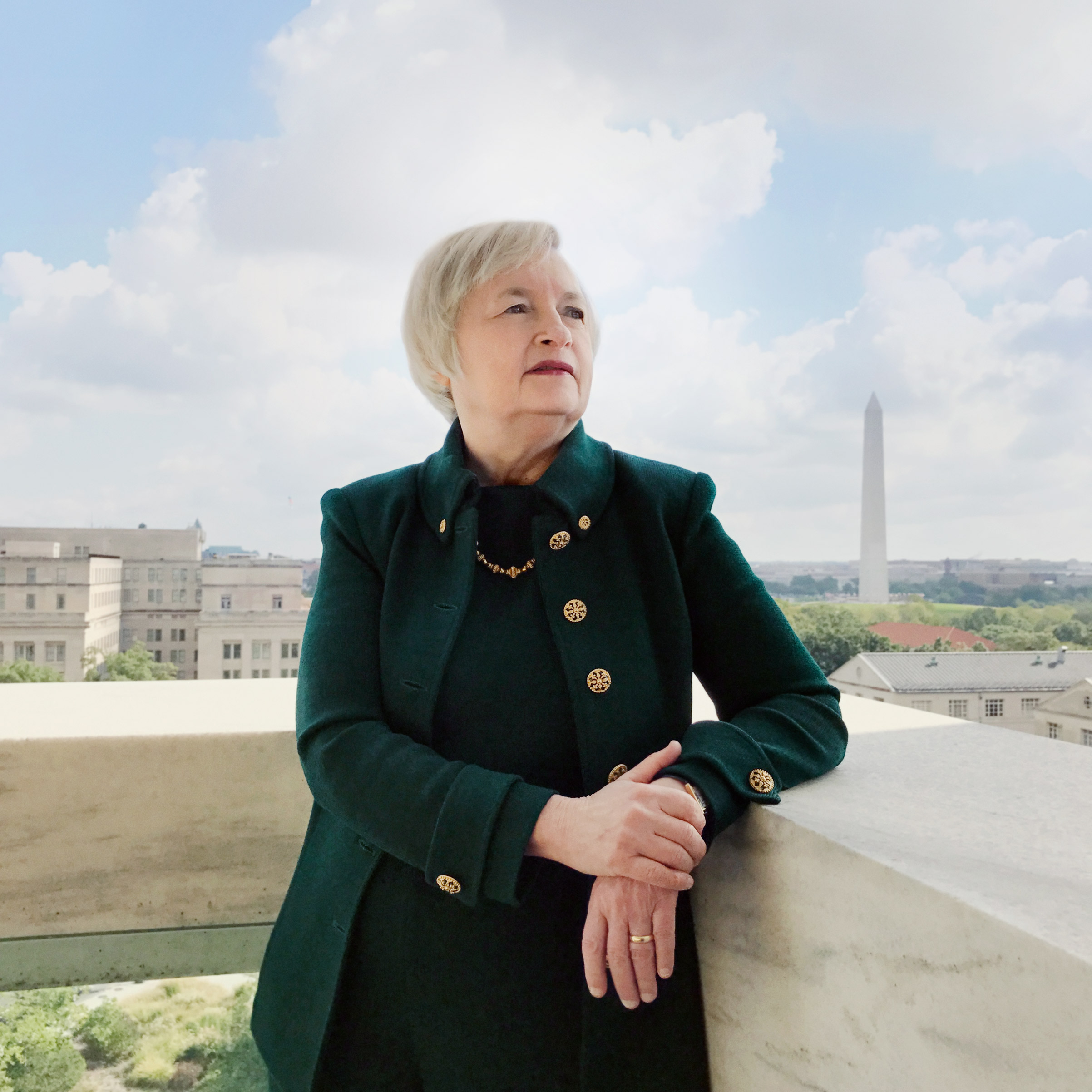 Portrait of Chairwoman Janet Yellen, photographed on the Federal Reserve's cafetria terrace, Washington, D.C., October 4, 2016. (Luisa Dörr for TIME)