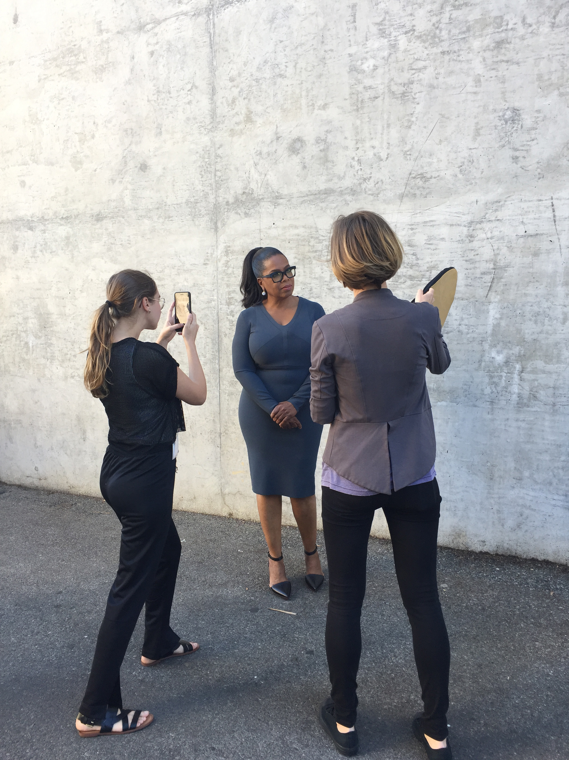 Luisa Dörr, left, shoots Oprah Winfrey on her iPhone in Los Angeles, Oct. 2016.